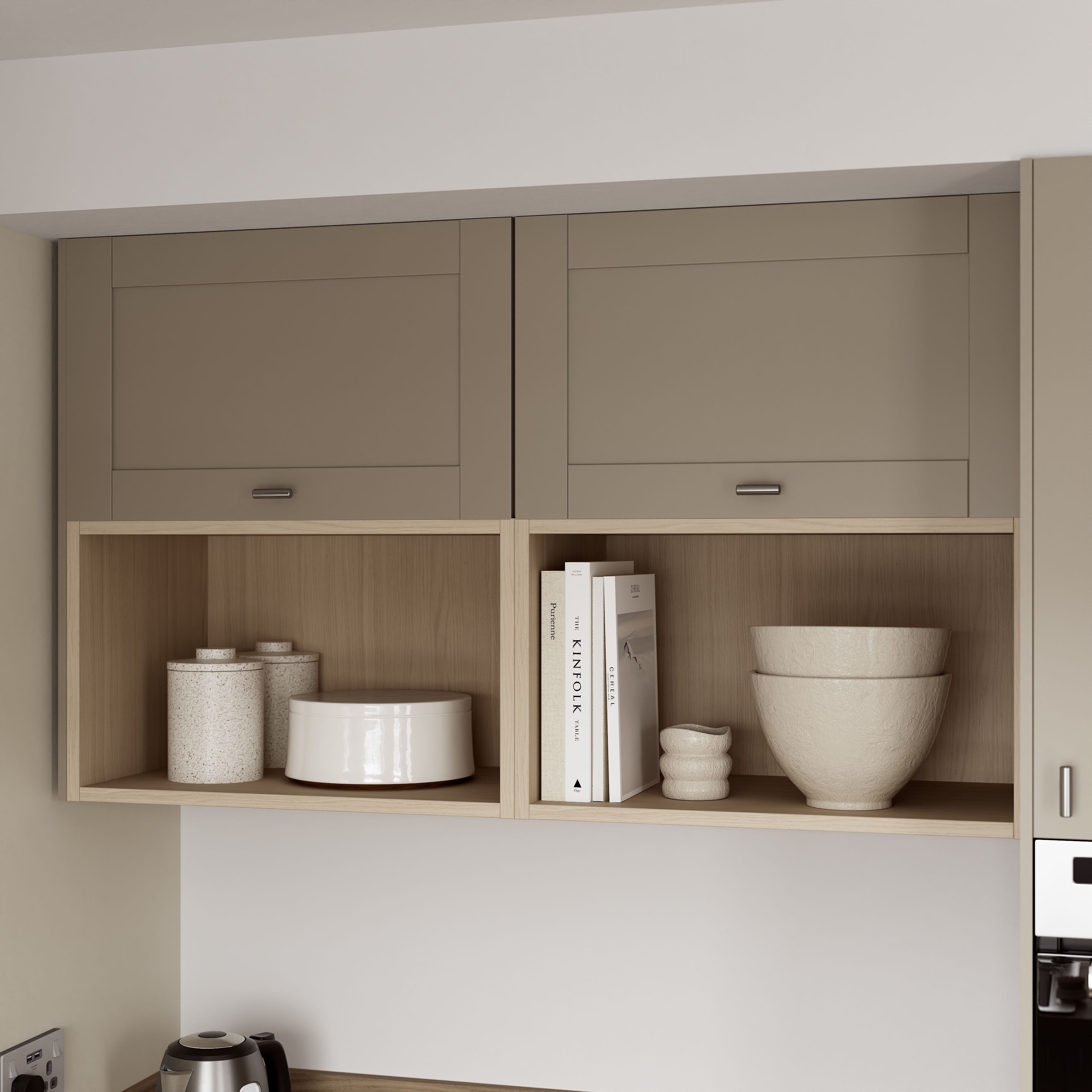 GoodHome Caraway Light oak effect Bridging Wall cabinet, (W)600mm (D)340mm