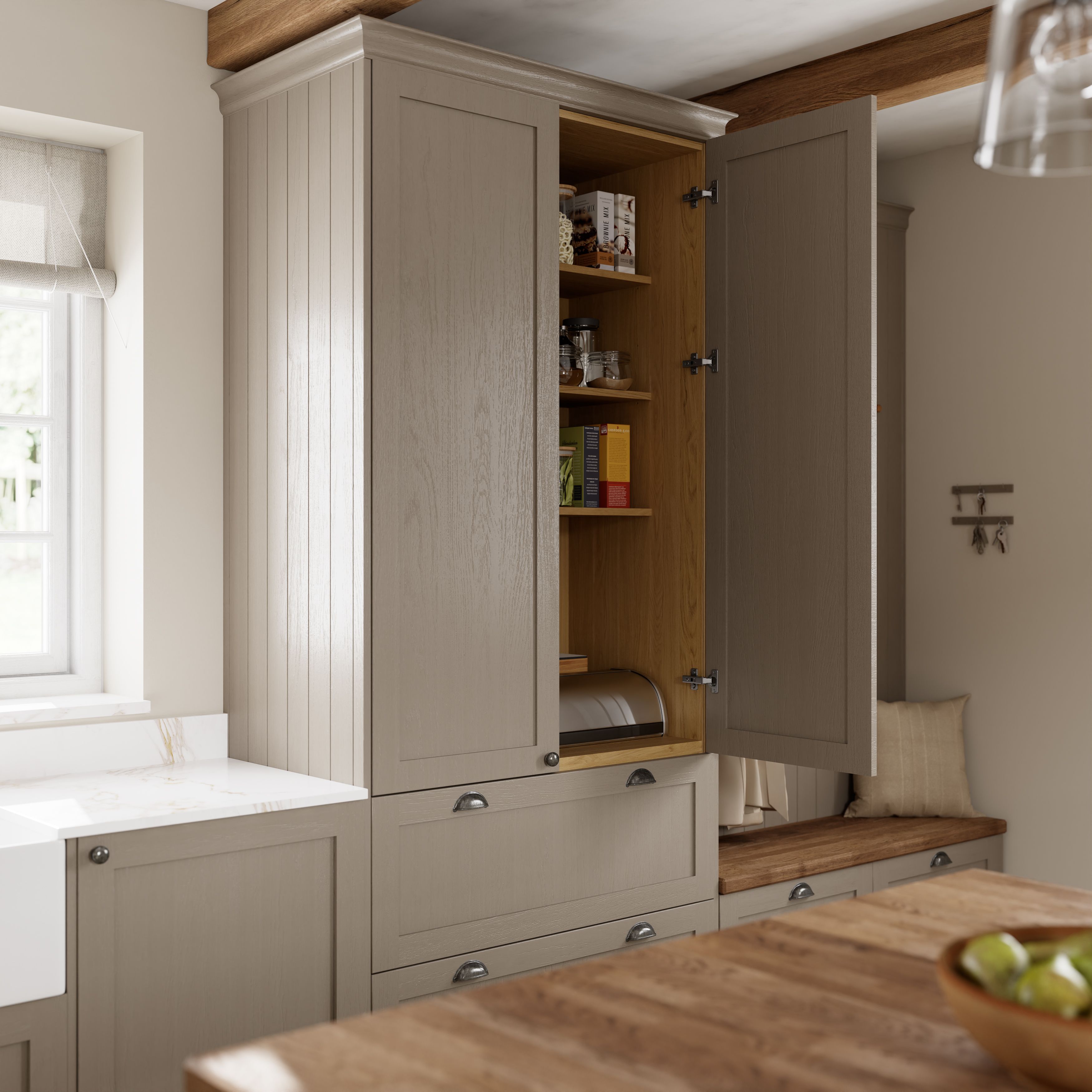 GoodHome Caraway Matt oak effect Standard Back panel (H)2160mm (W)1000mm