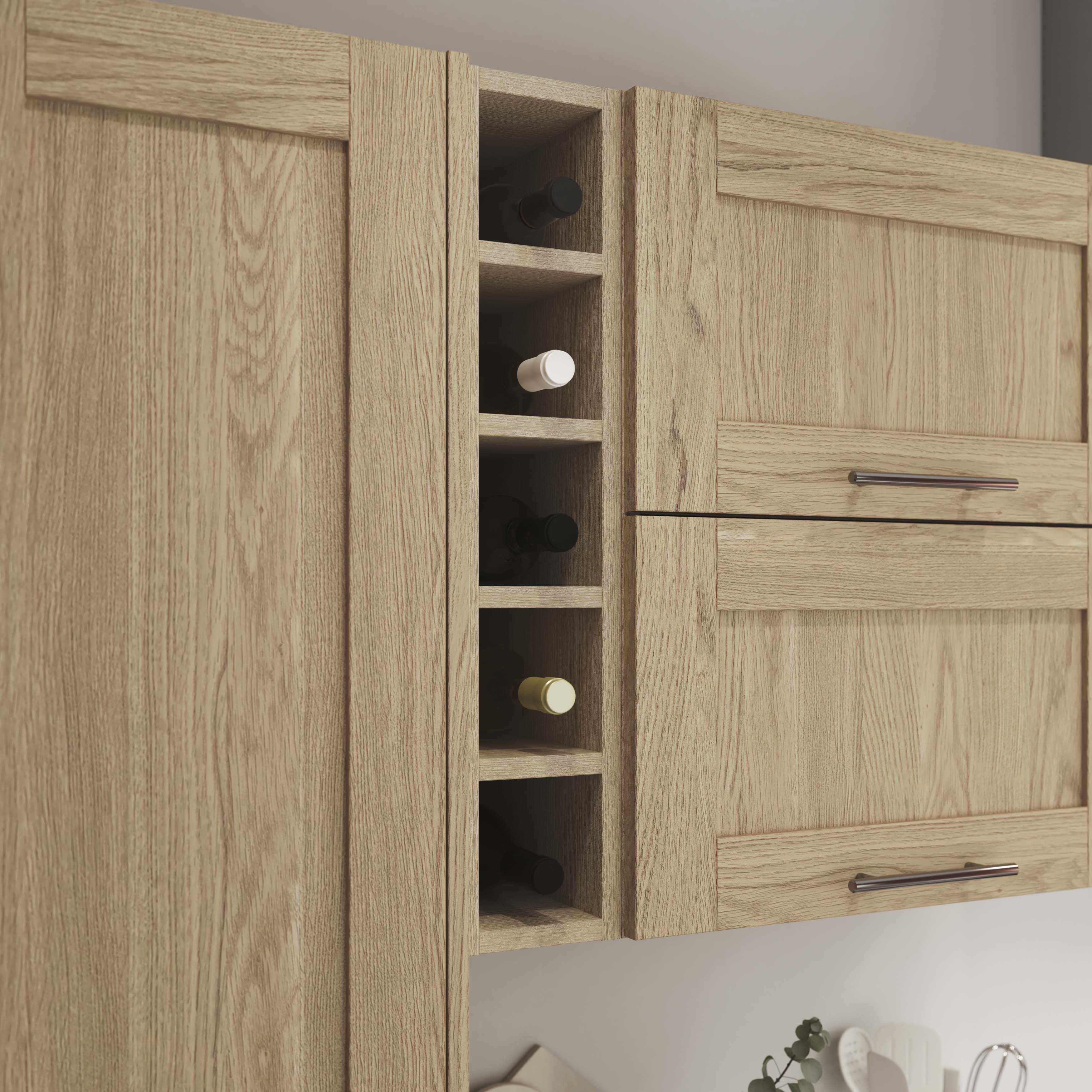 GoodHome Caraway Matt Oak effect Wine rack, (H)720mm (W)150mm