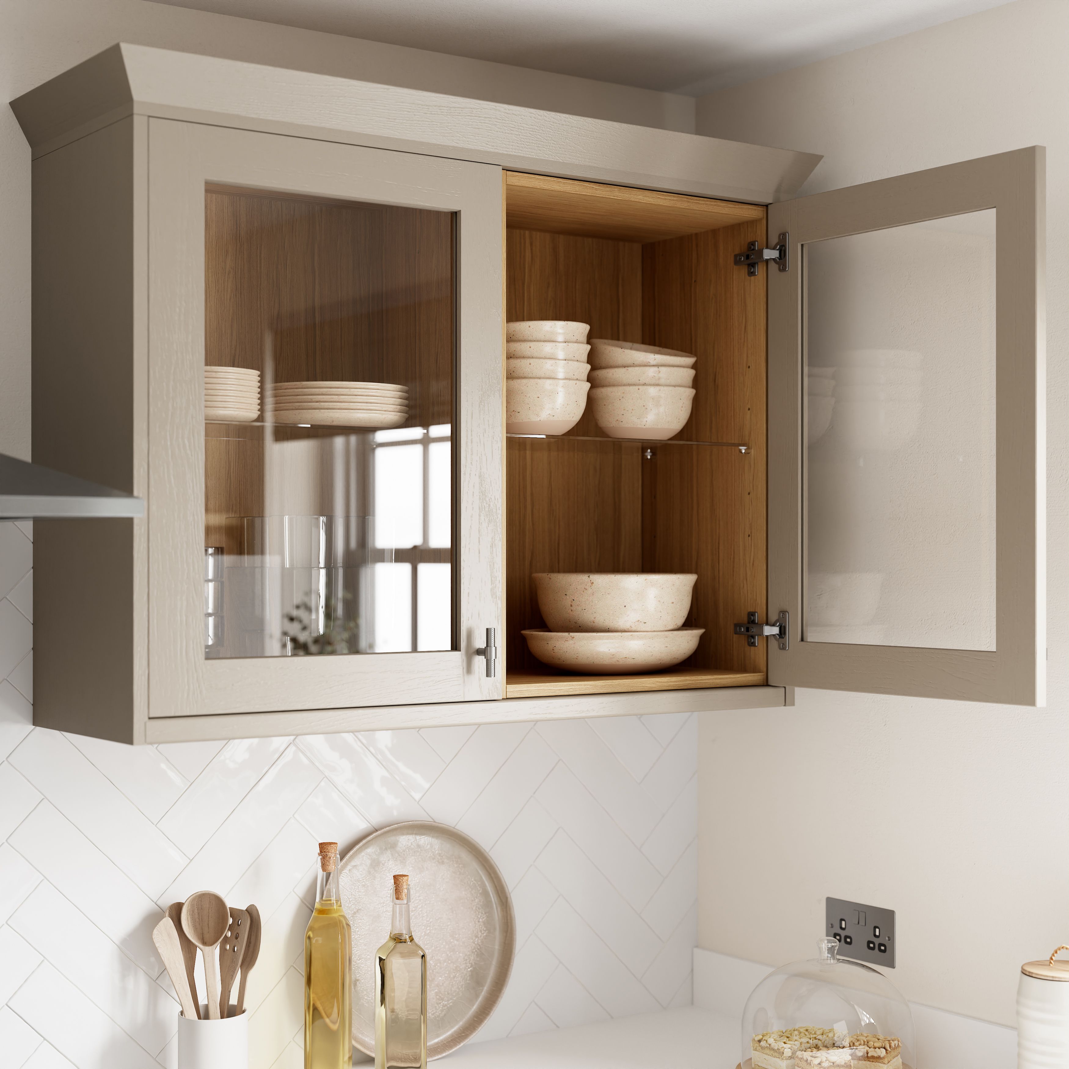 GoodHome Caraway Matt White Bridging Wall cabinet, (W)600mm (D)320mm