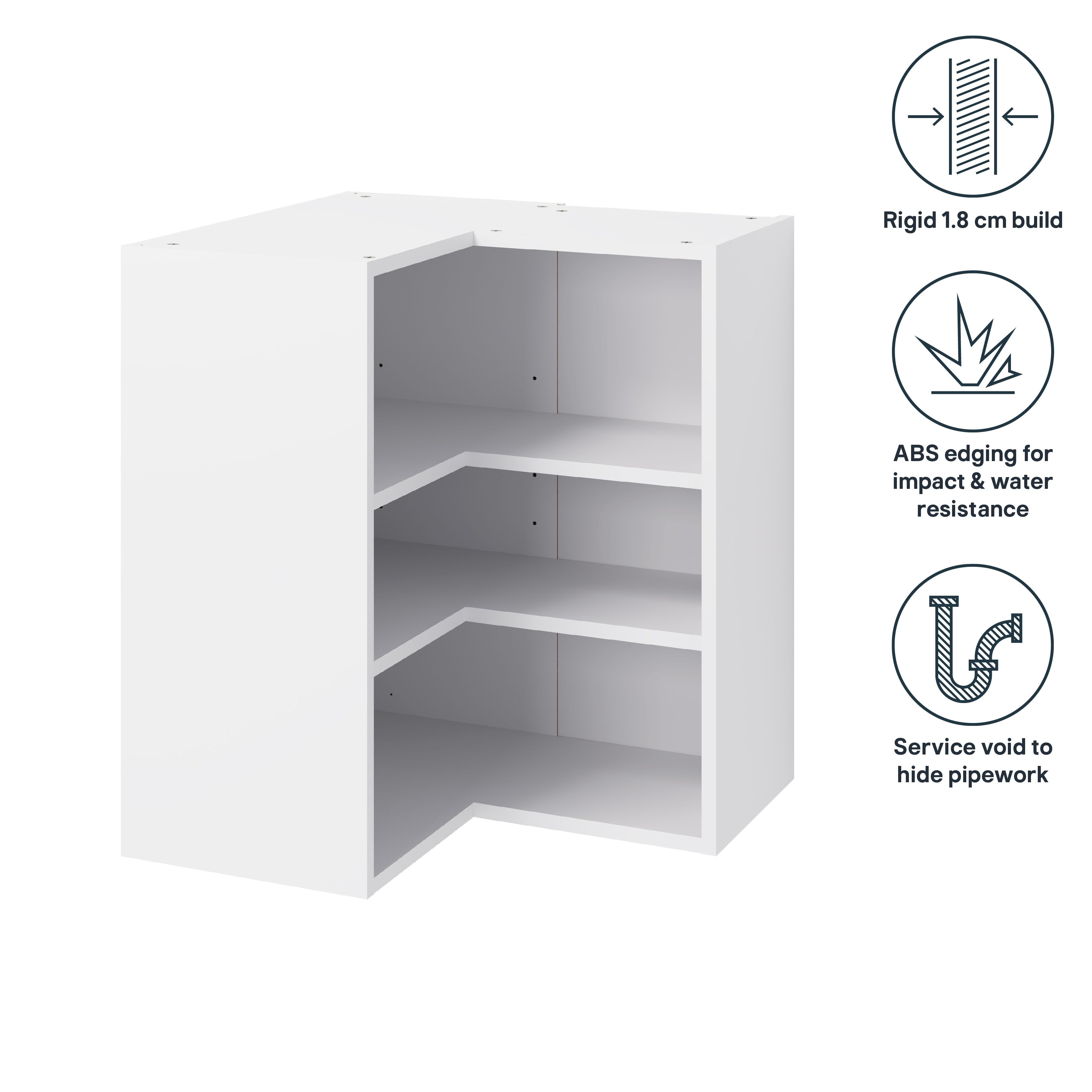 GoodHome Caraway Matt White Corner Wall cabinet, (W)630mm (D)320mm