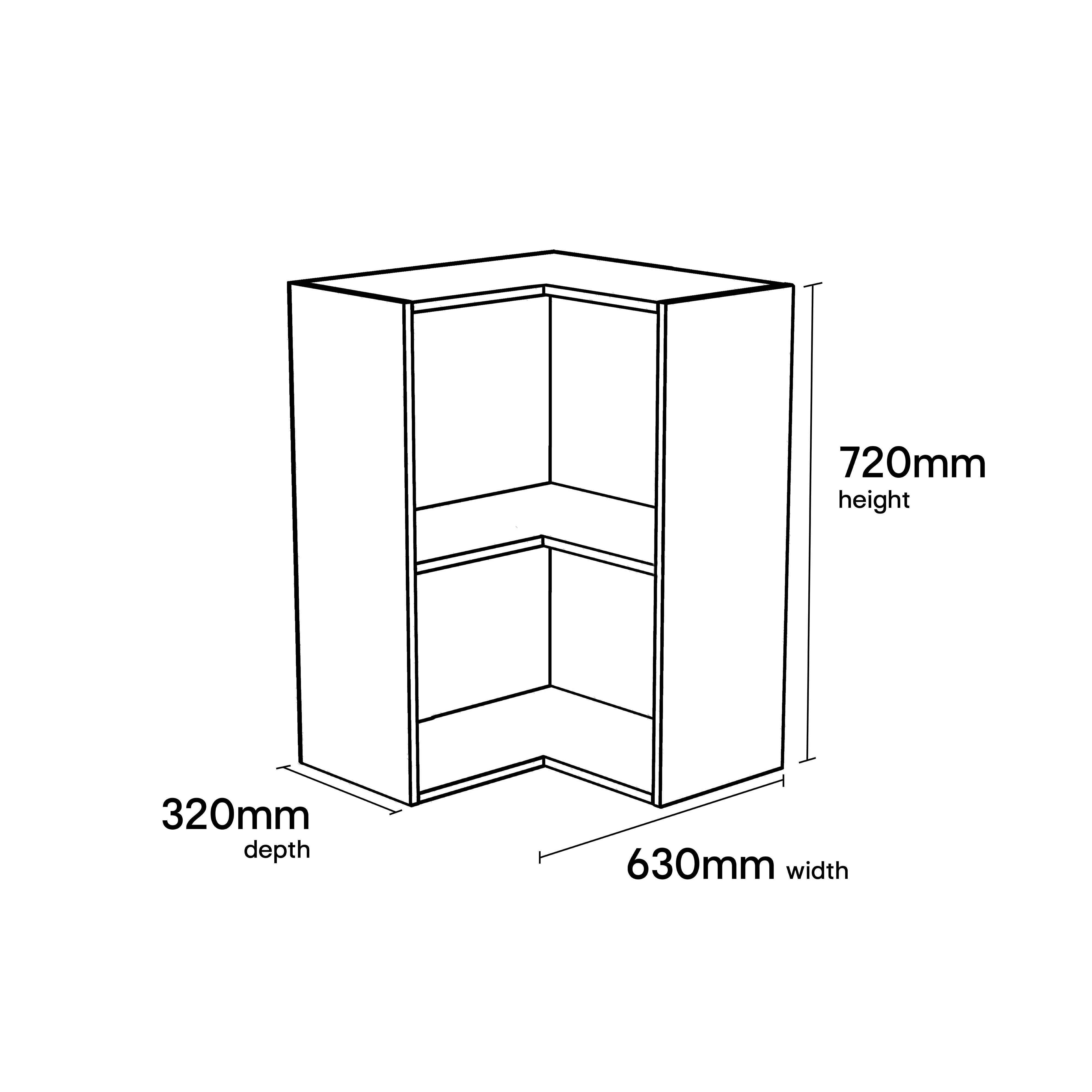 GoodHome Caraway Matt White Corner Wall cabinet, (W)630mm (D)320mm