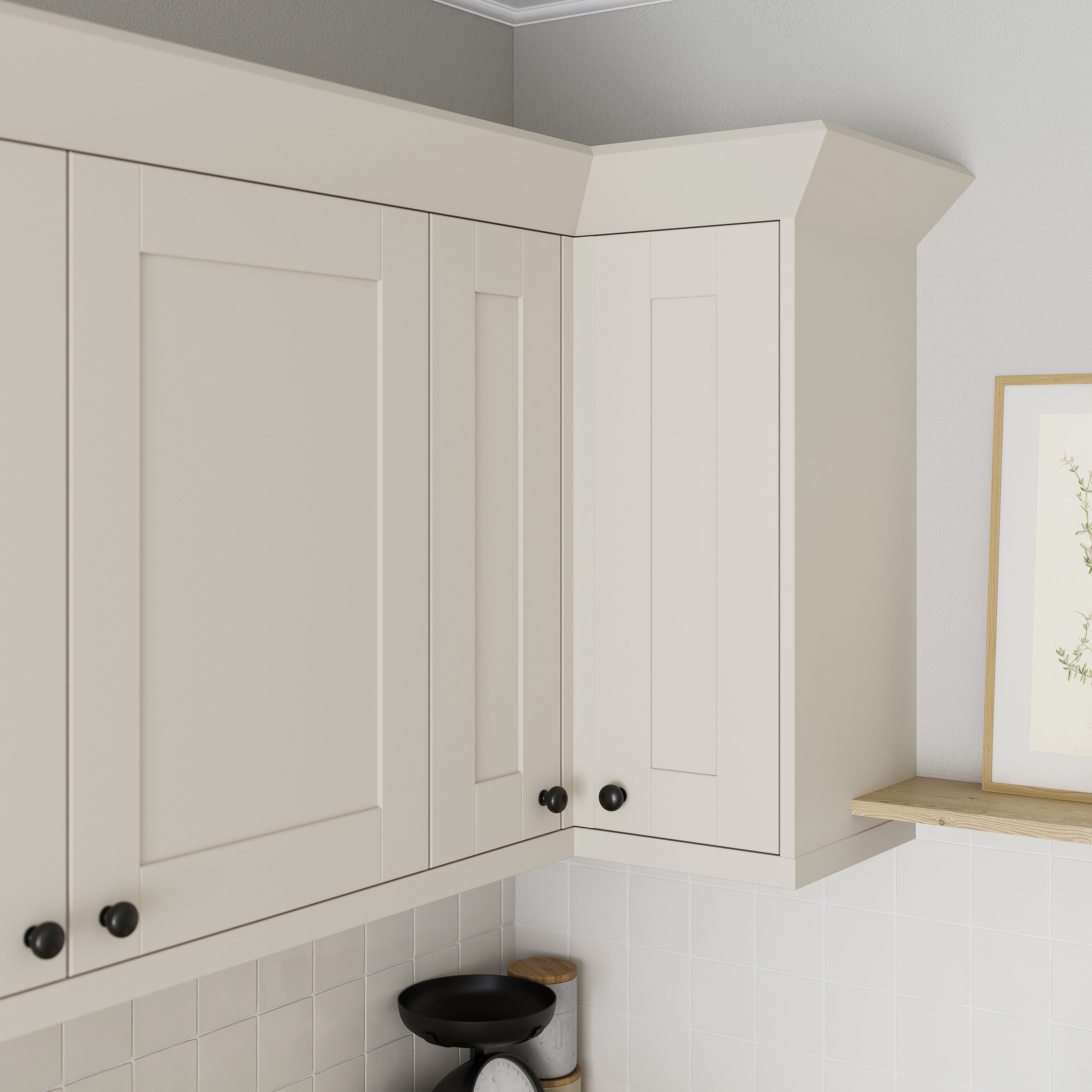 GoodHome Caraway Matt White Corner Wall cabinet, (W)630mm (D)320mm