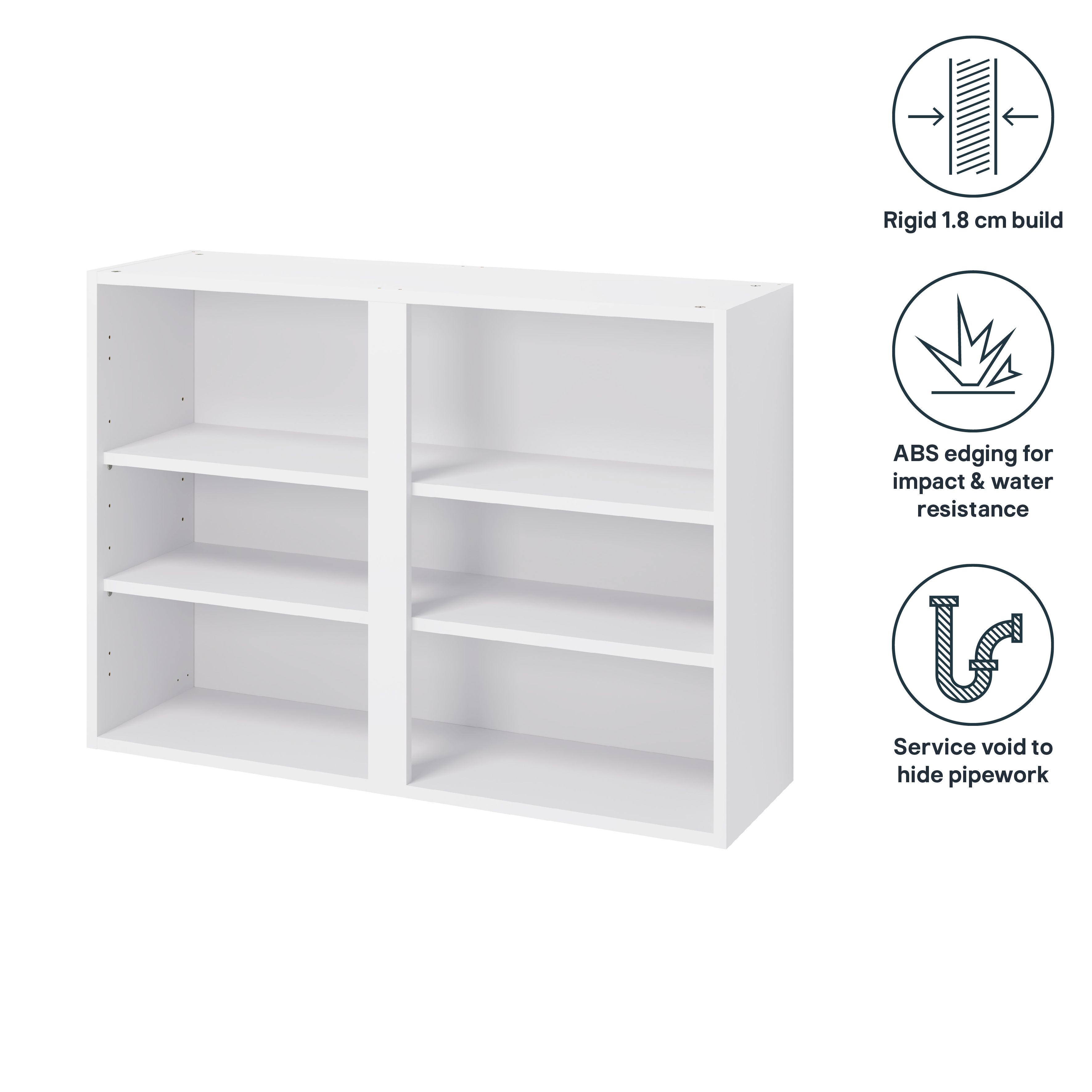 GoodHome Caraway Matt White Standard Wall cabinet, (W)1000mm (D)320mm