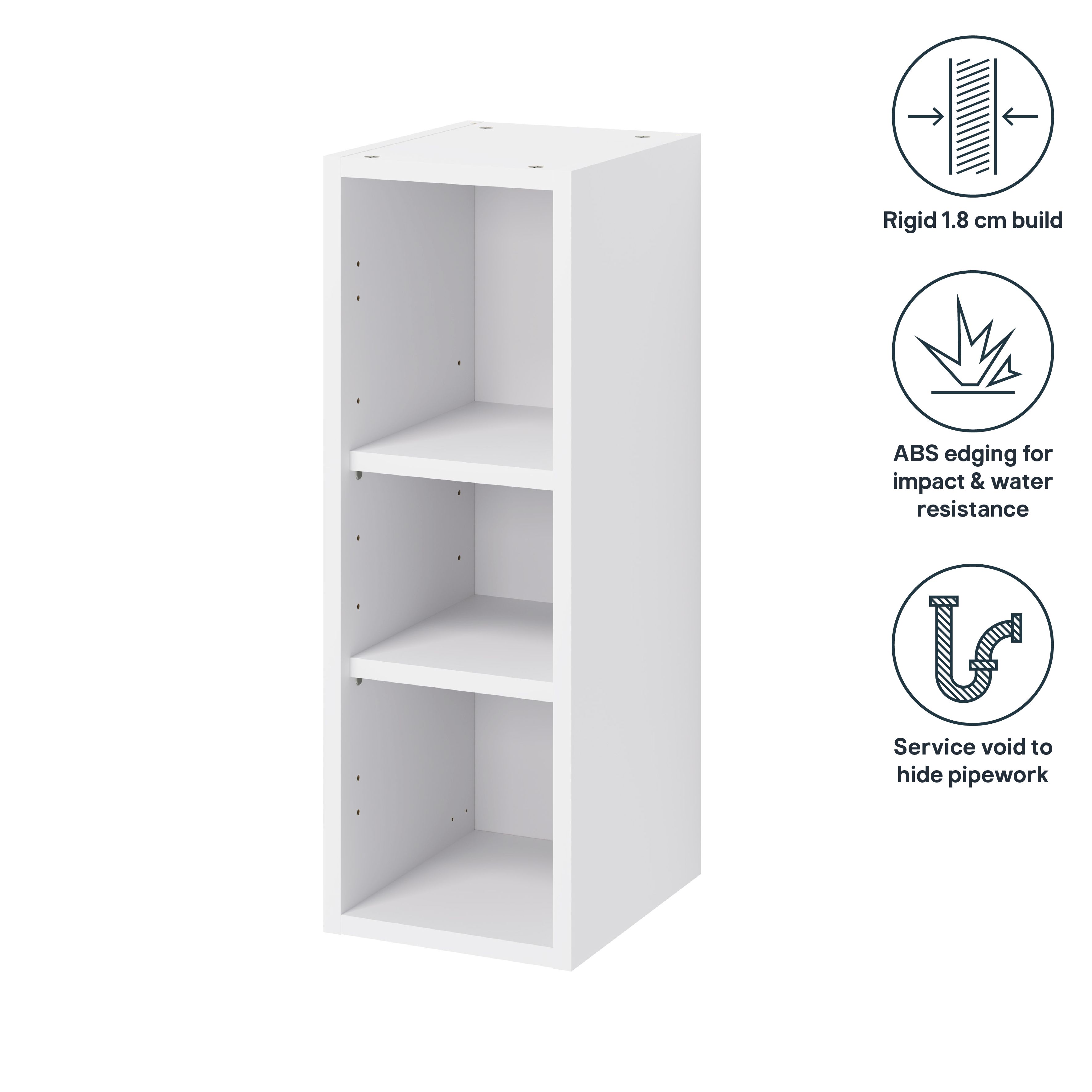GoodHome Caraway Matt White Standard Wall cabinet, (W)250mm (D)320mm