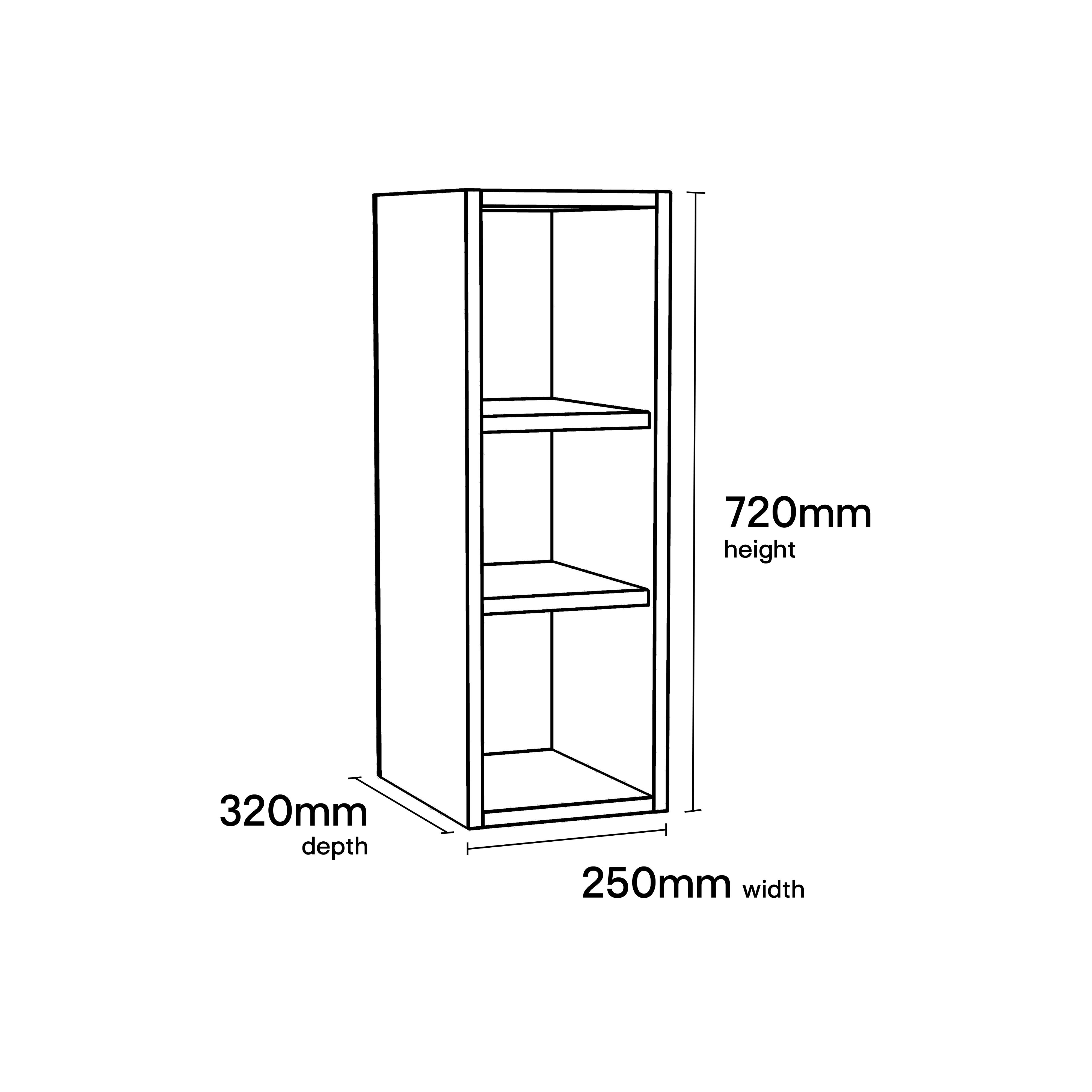 GoodHome Caraway Matt White Standard Wall cabinet, (W)250mm (D)320mm