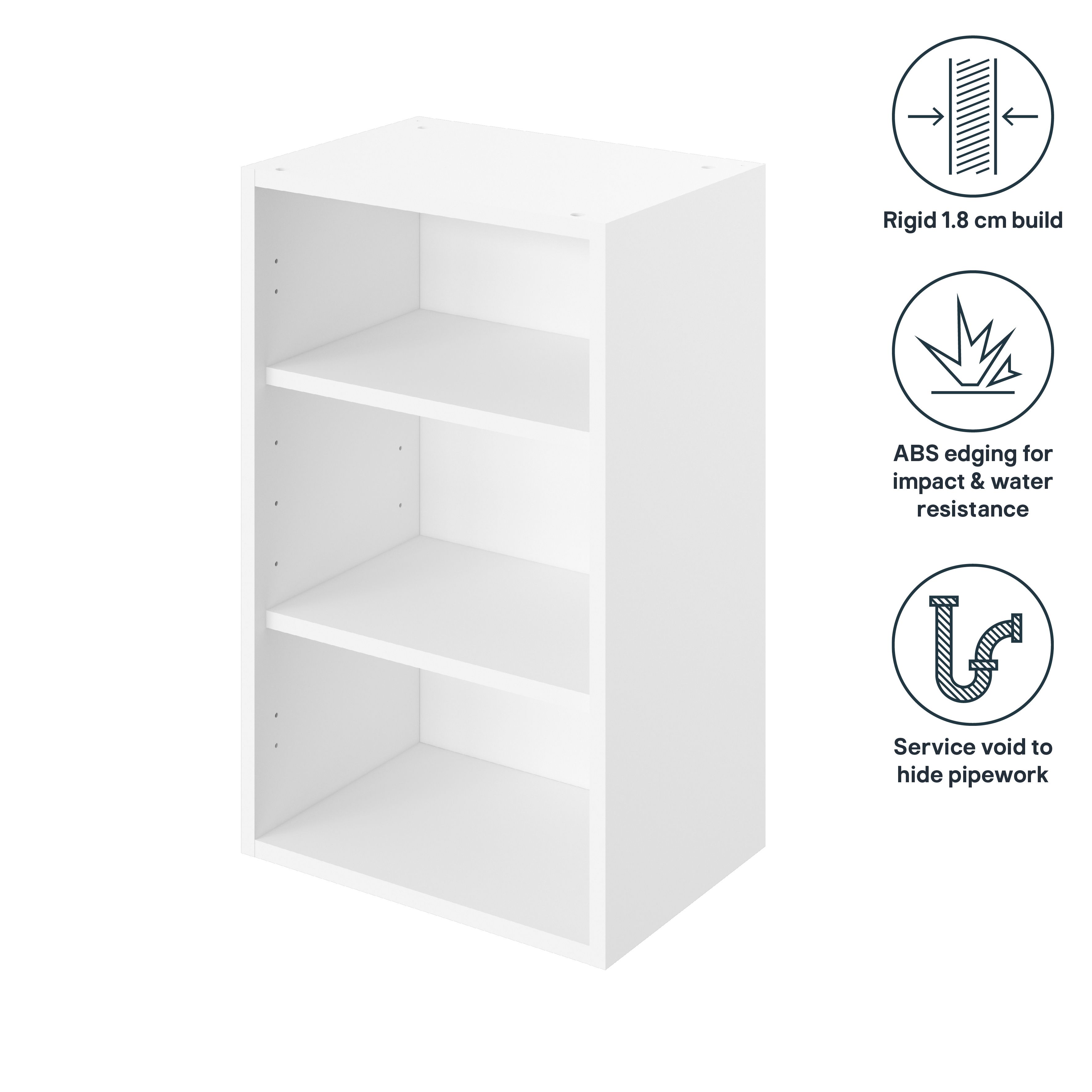 GoodHome Caraway Matt White Standard wall cabinet, (W)450mm (D)320mm
