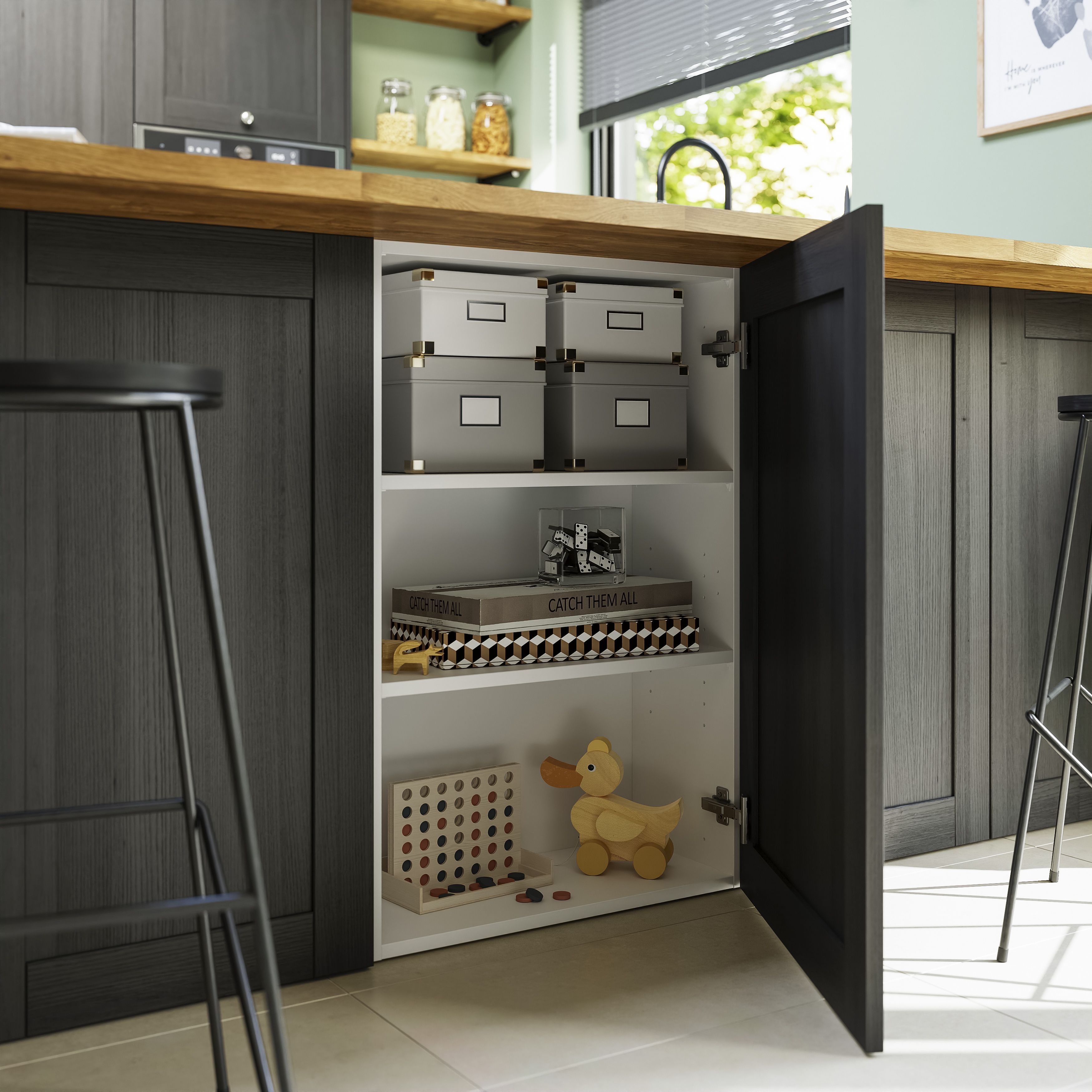 GoodHome Caraway Matt White Standard Wall cabinet, (W)500mm (D)320mm