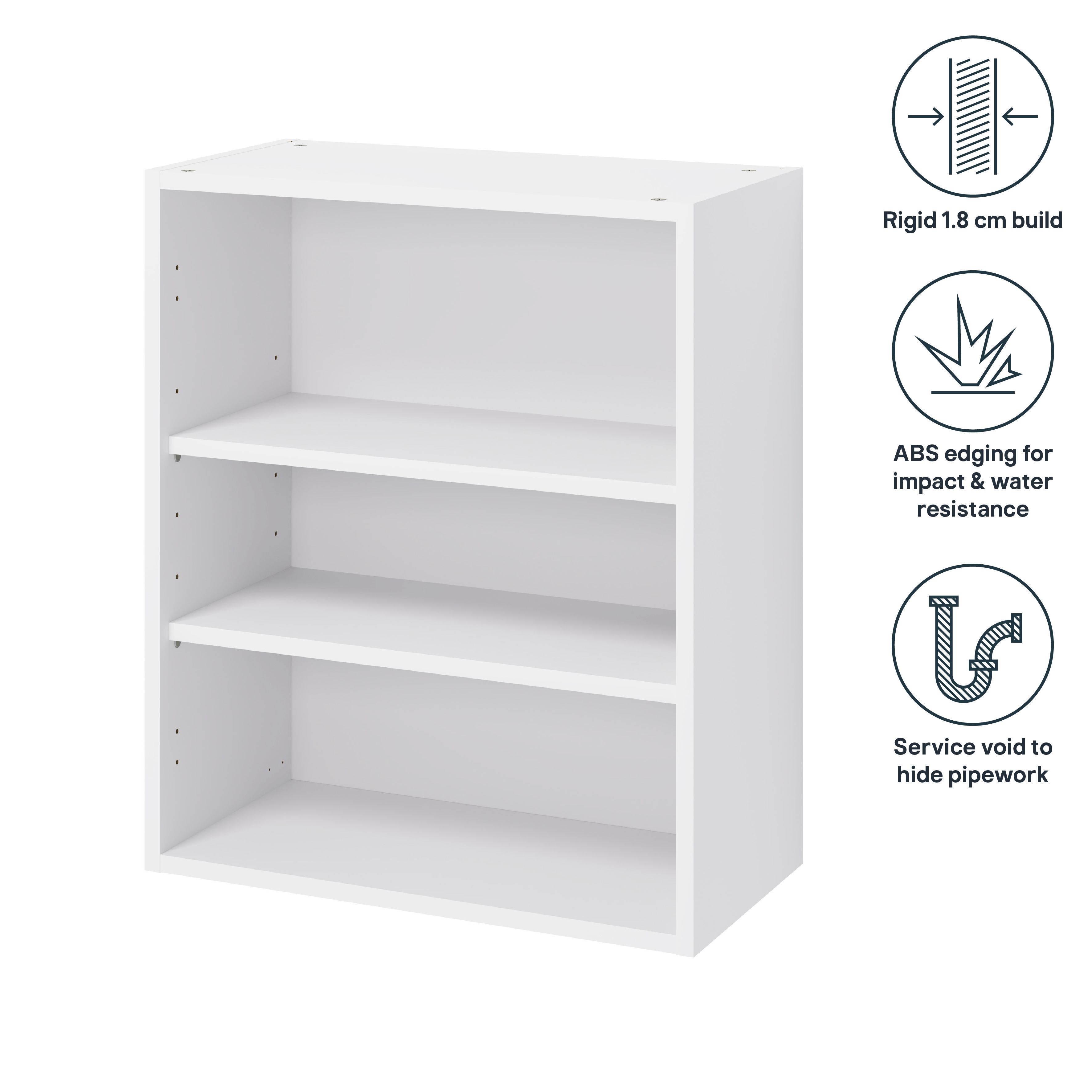 GoodHome Caraway Matt White Standard Wall cabinet, (W)600mm (D)320mm
