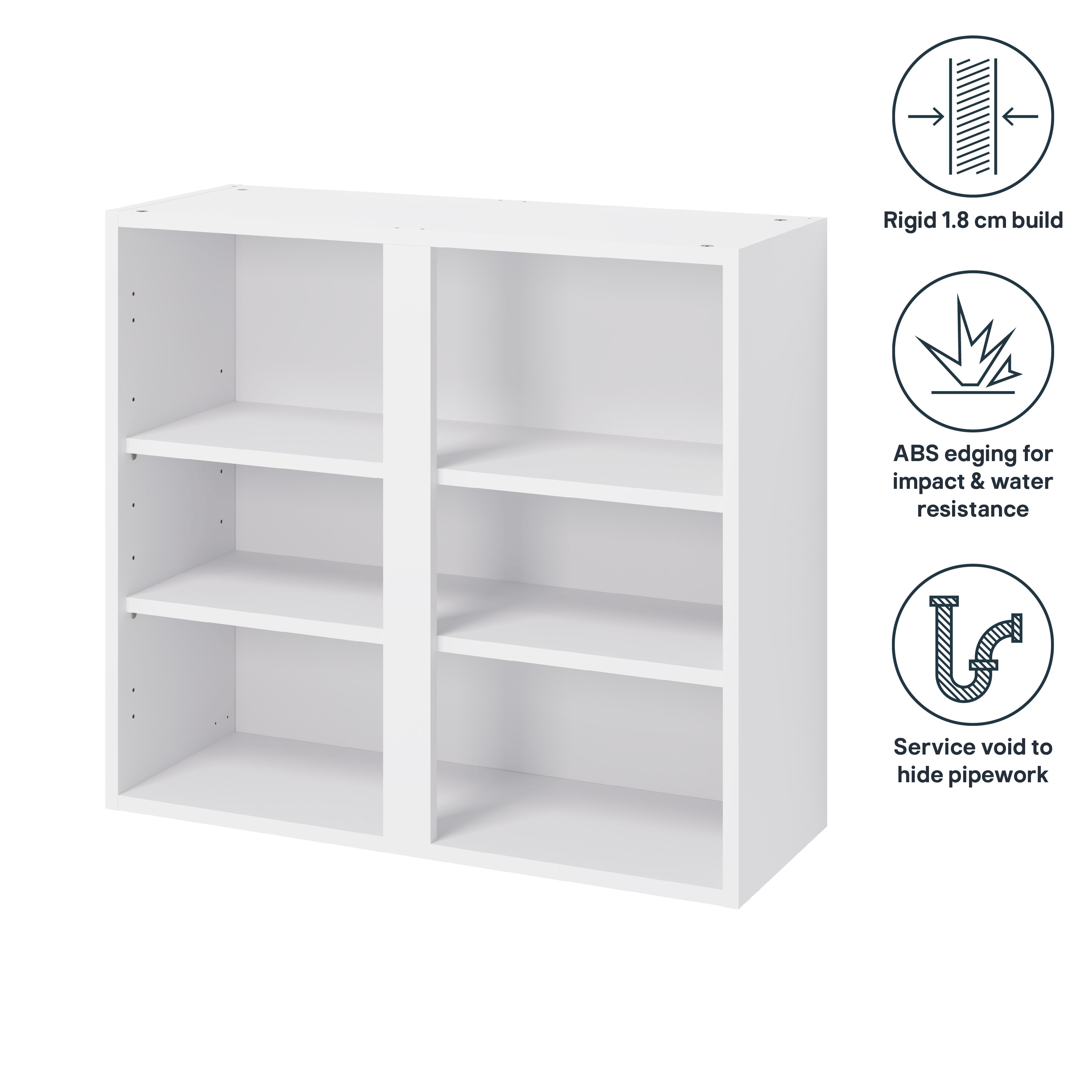 GoodHome Caraway Matt White Standard Wall cabinet, (W)800mm (D)320mm