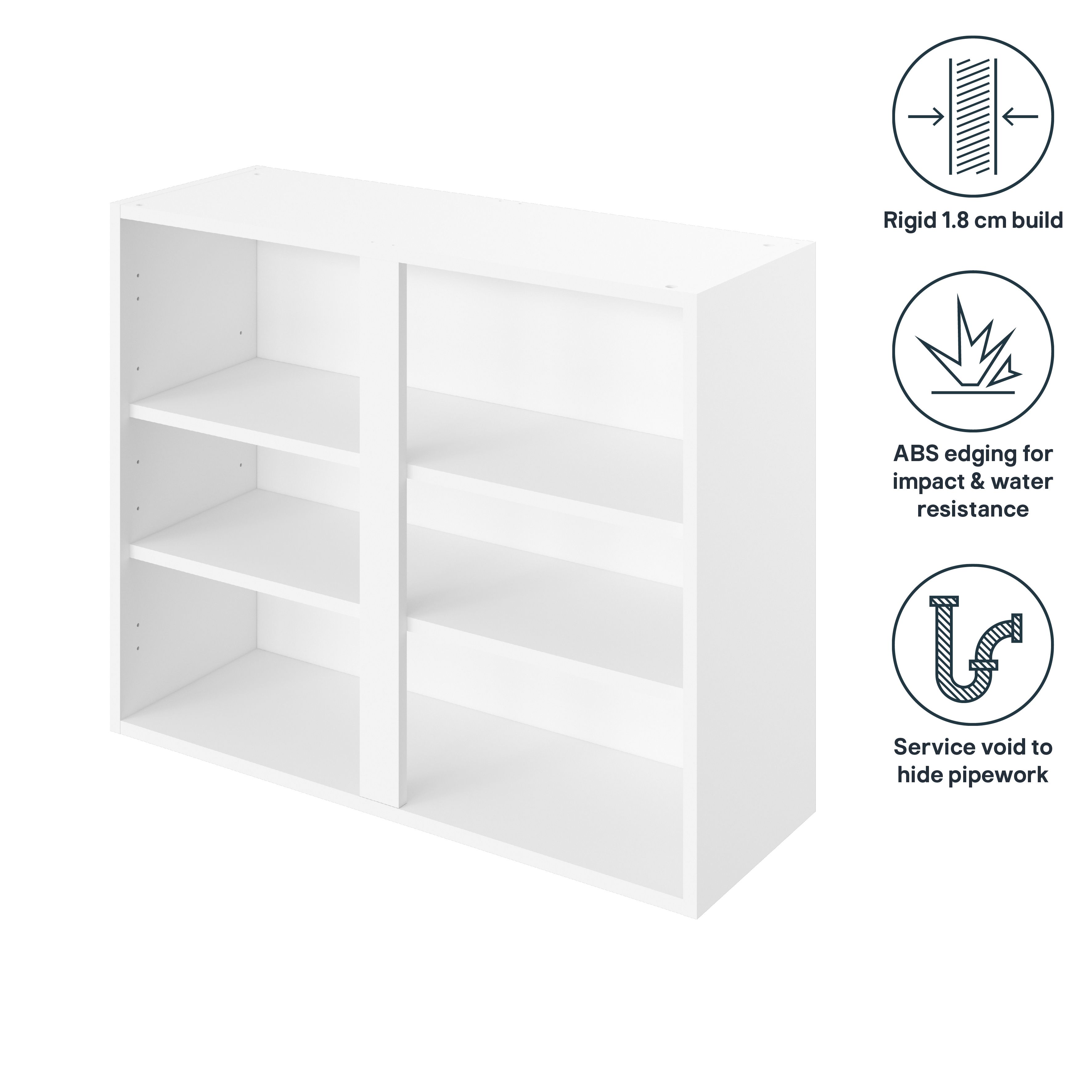 GoodHome Caraway Matt White Standard wall cabinet, (W)900mm (D)320mm