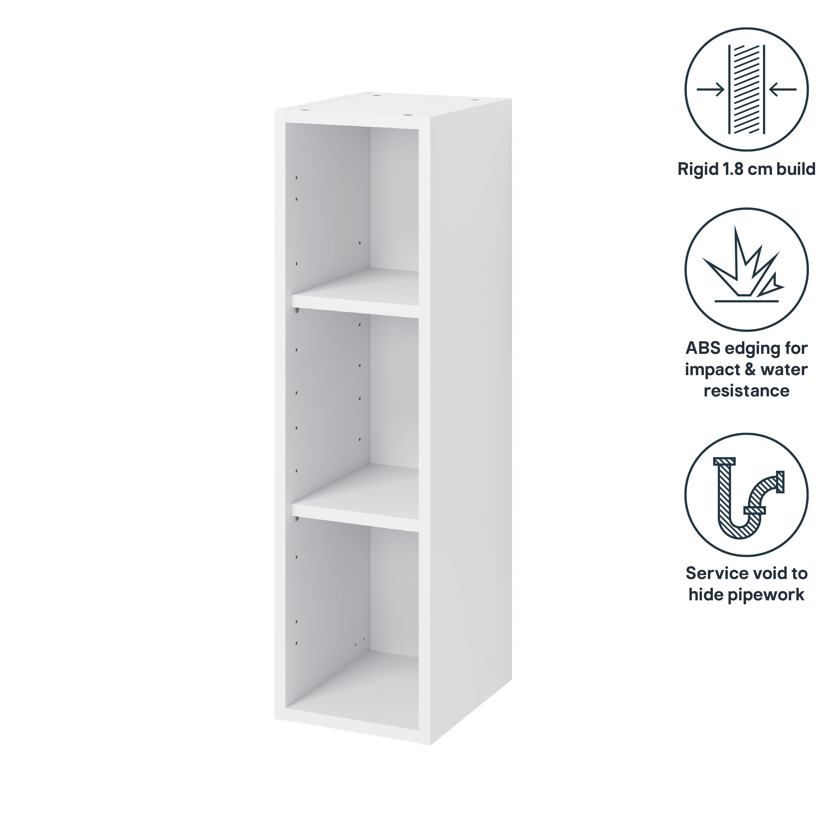 GoodHome Caraway Matt White Tall Wall cabinet, (W)250mm (D)320mm