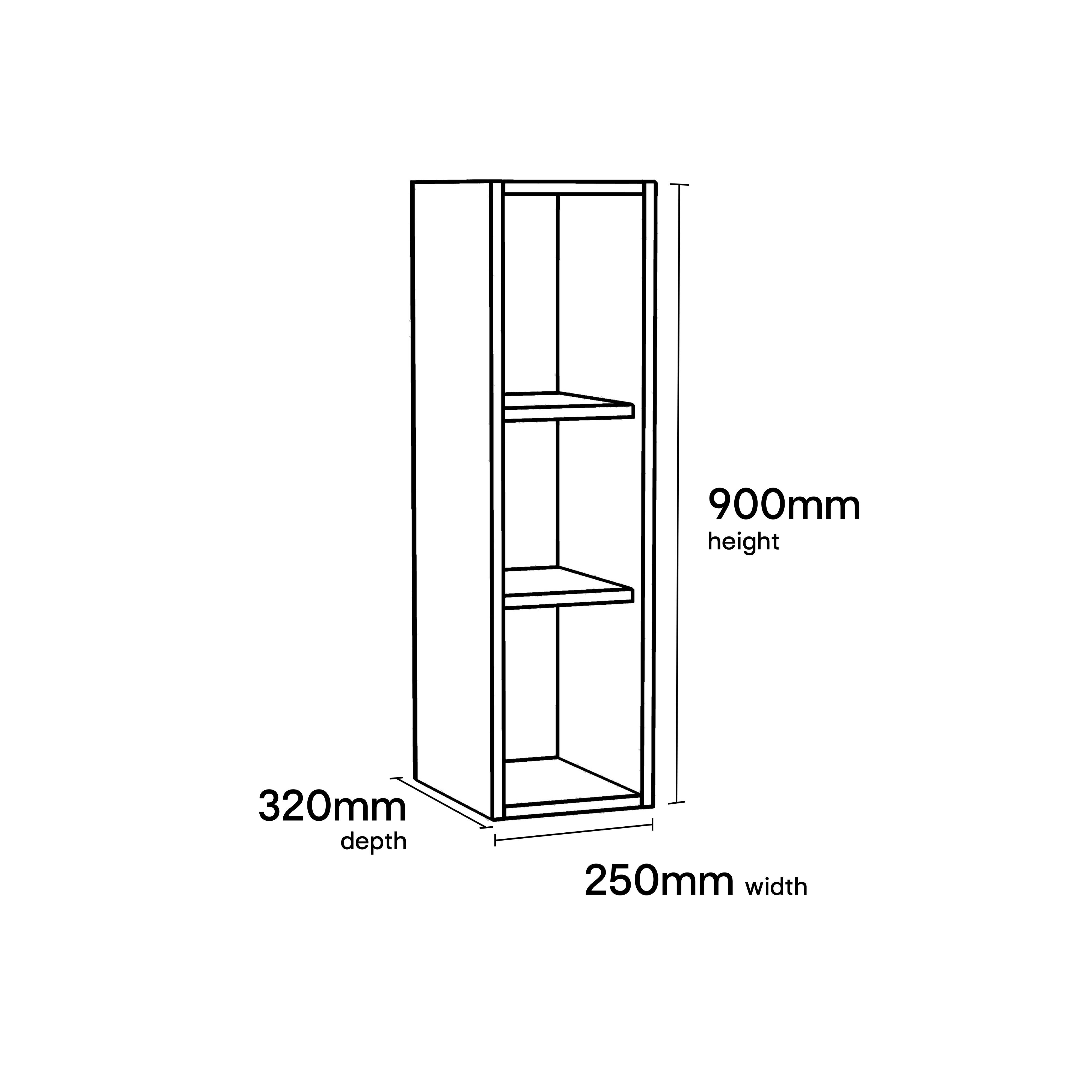 GoodHome Caraway Matt White Tall Wall cabinet, (W)250mm (D)320mm