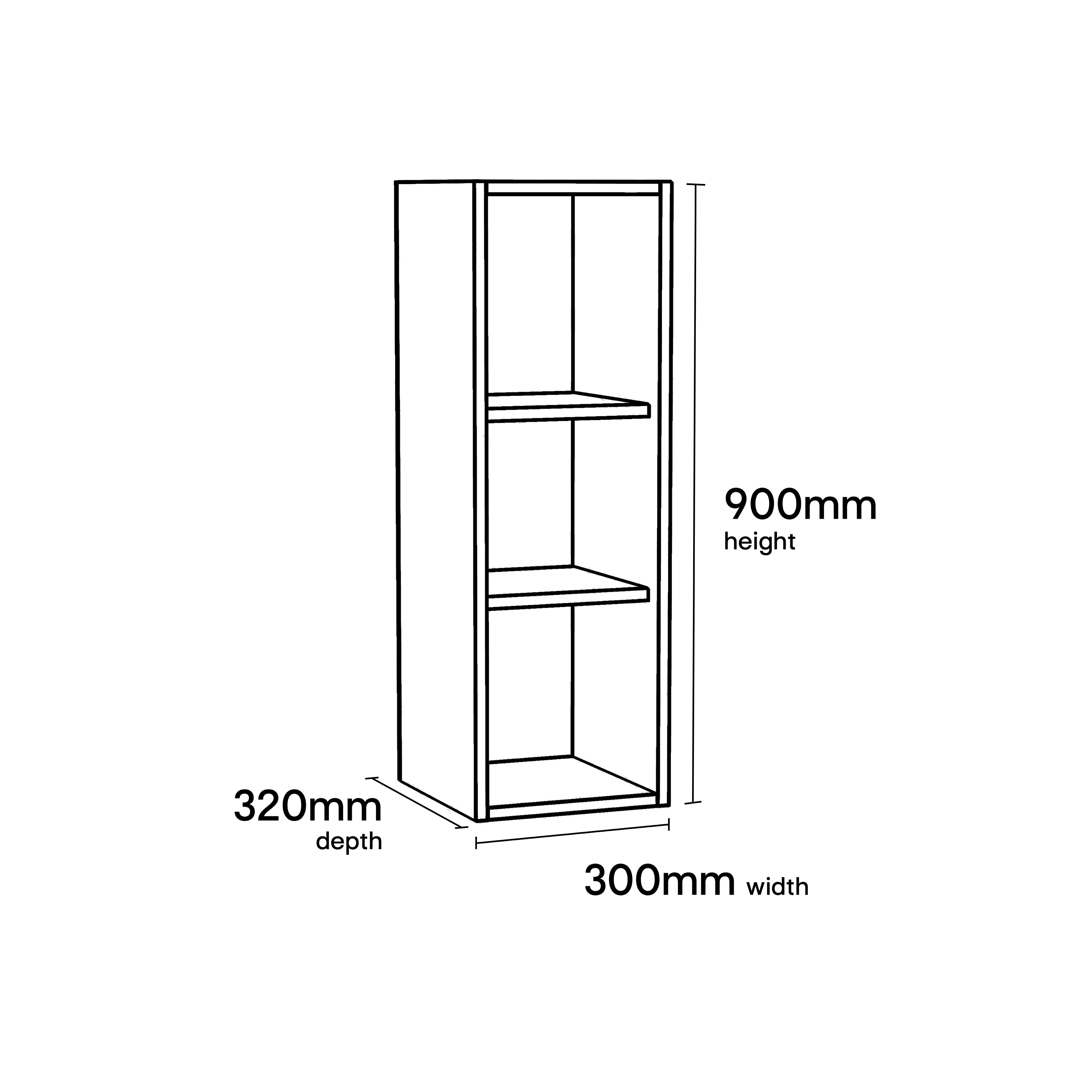 GoodHome Caraway Matt White Tall Wall cabinet, (W)300mm (D)320mm