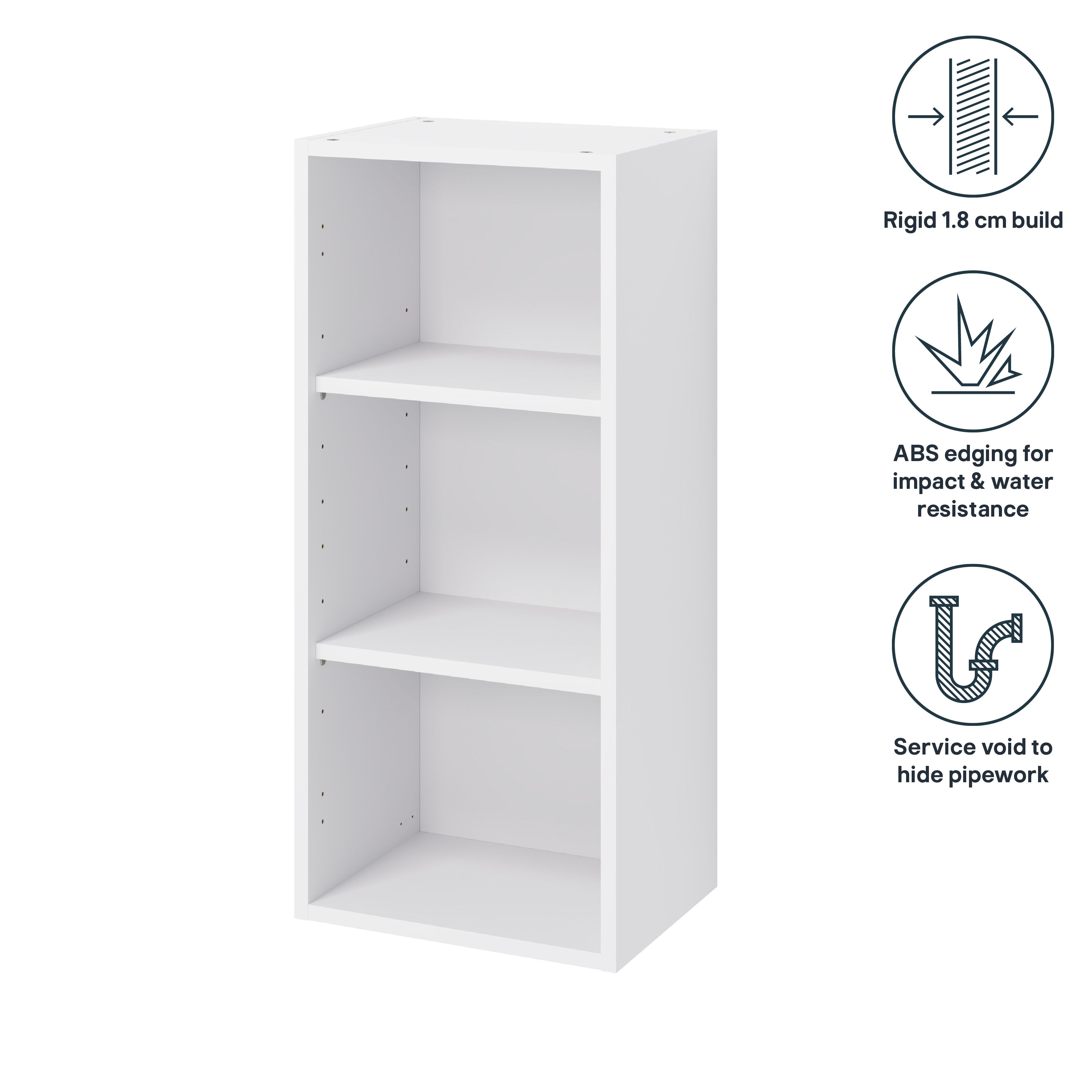 GoodHome Caraway Matt White Tall Wall cabinet, (W)400mm (D)320mm