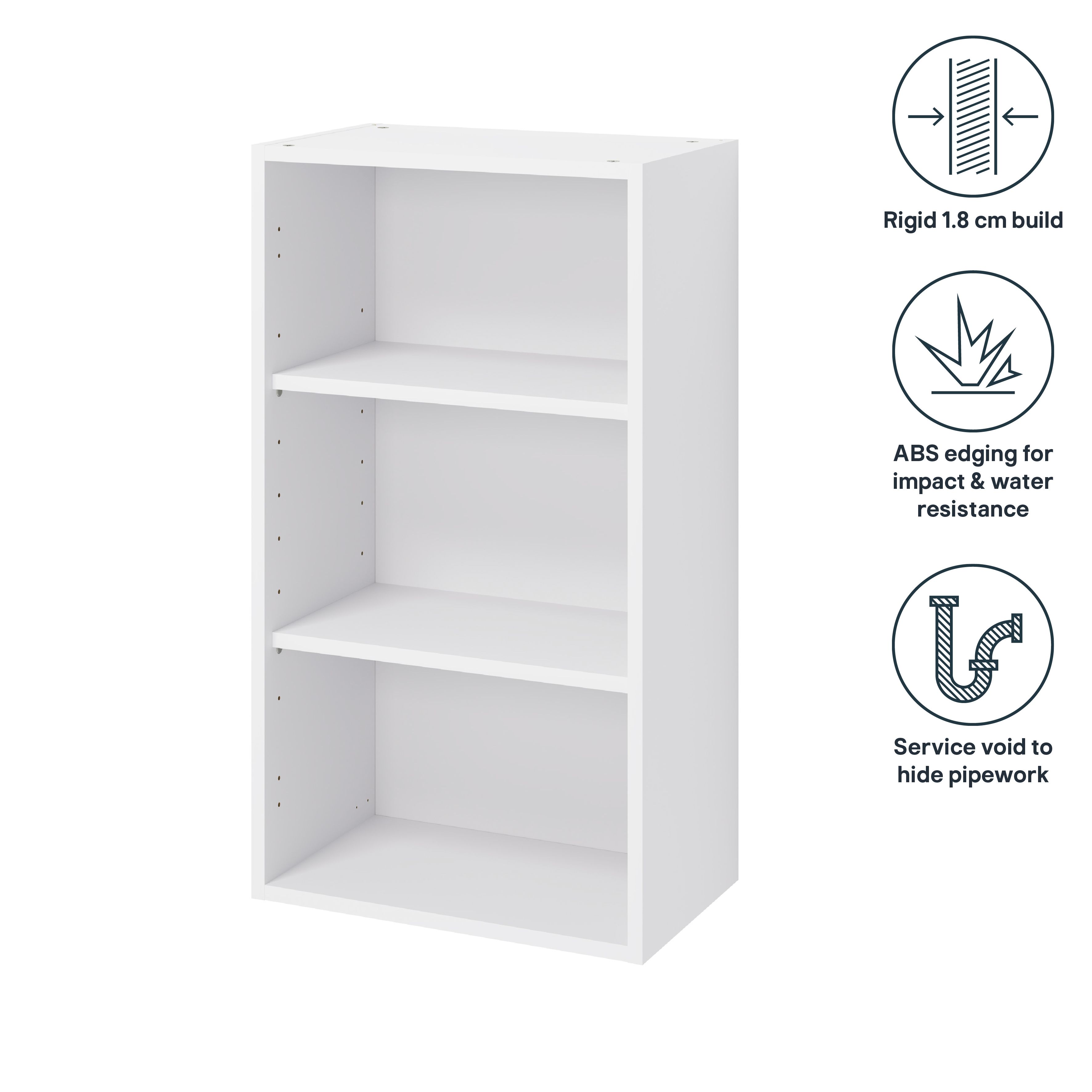 GoodHome Caraway Matt White Tall Wall cabinet, (W)500mm (D)320mm