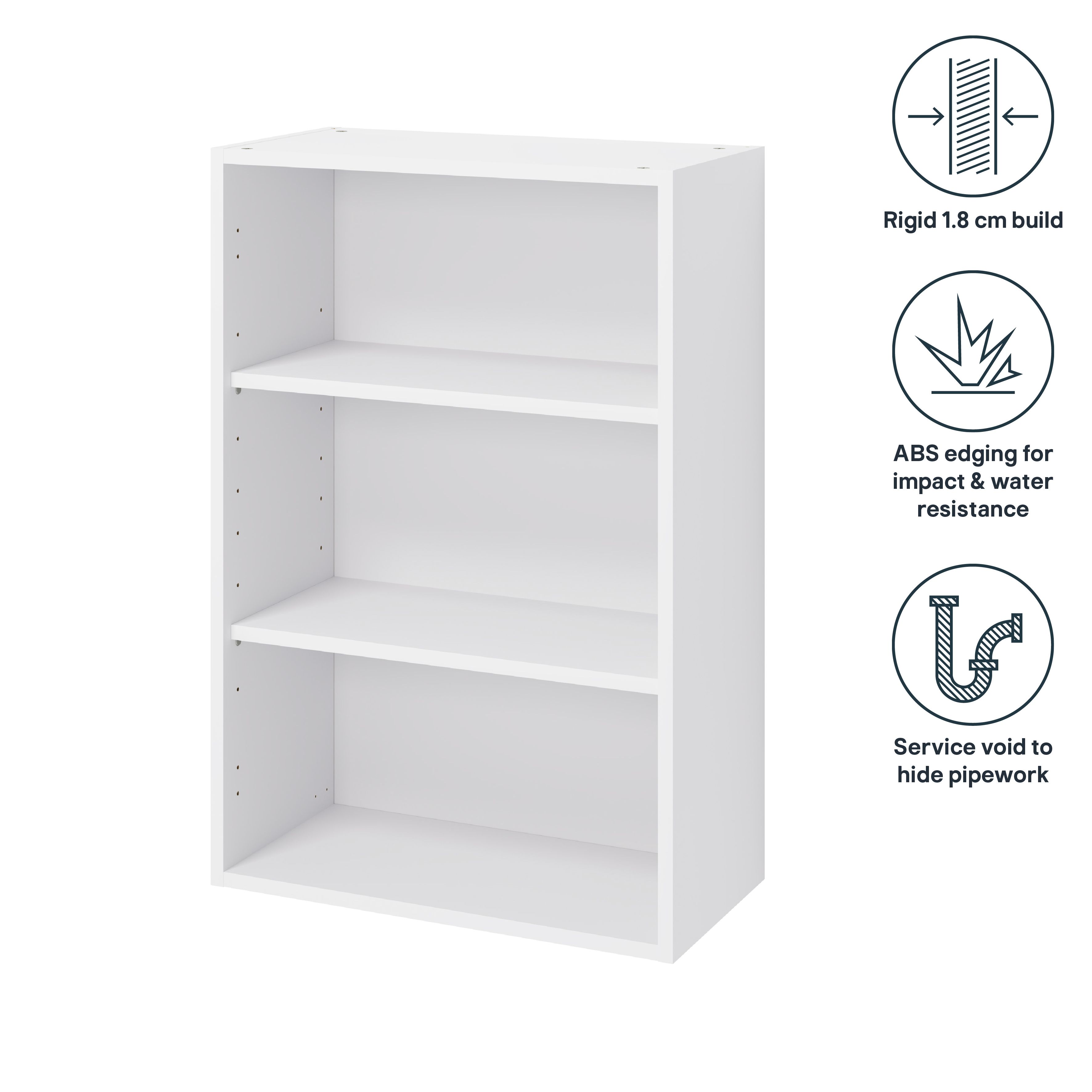 GoodHome Caraway Matt White Tall Wall cabinet, (W)600mm (D)320mm