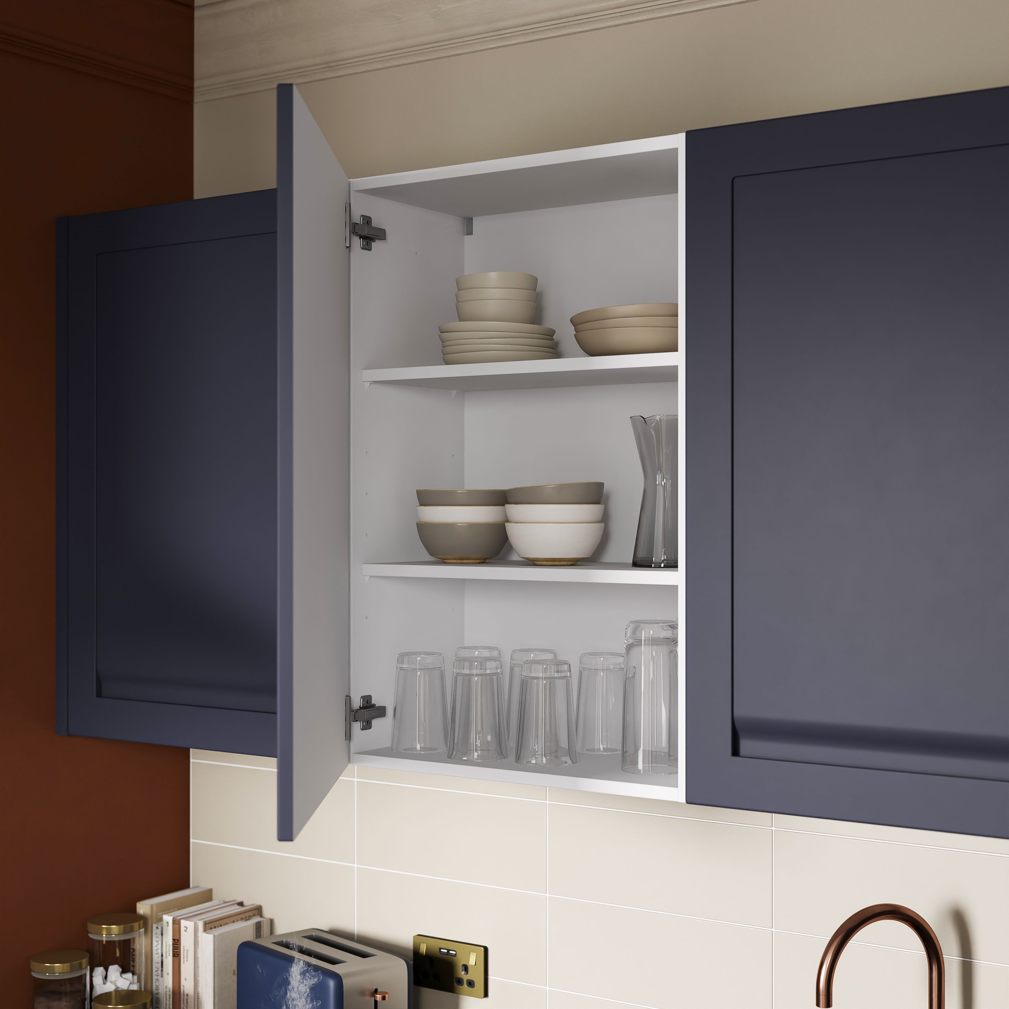 GoodHome Caraway Matt White Tall Wall cabinet, (W)600mm (D)320mm
