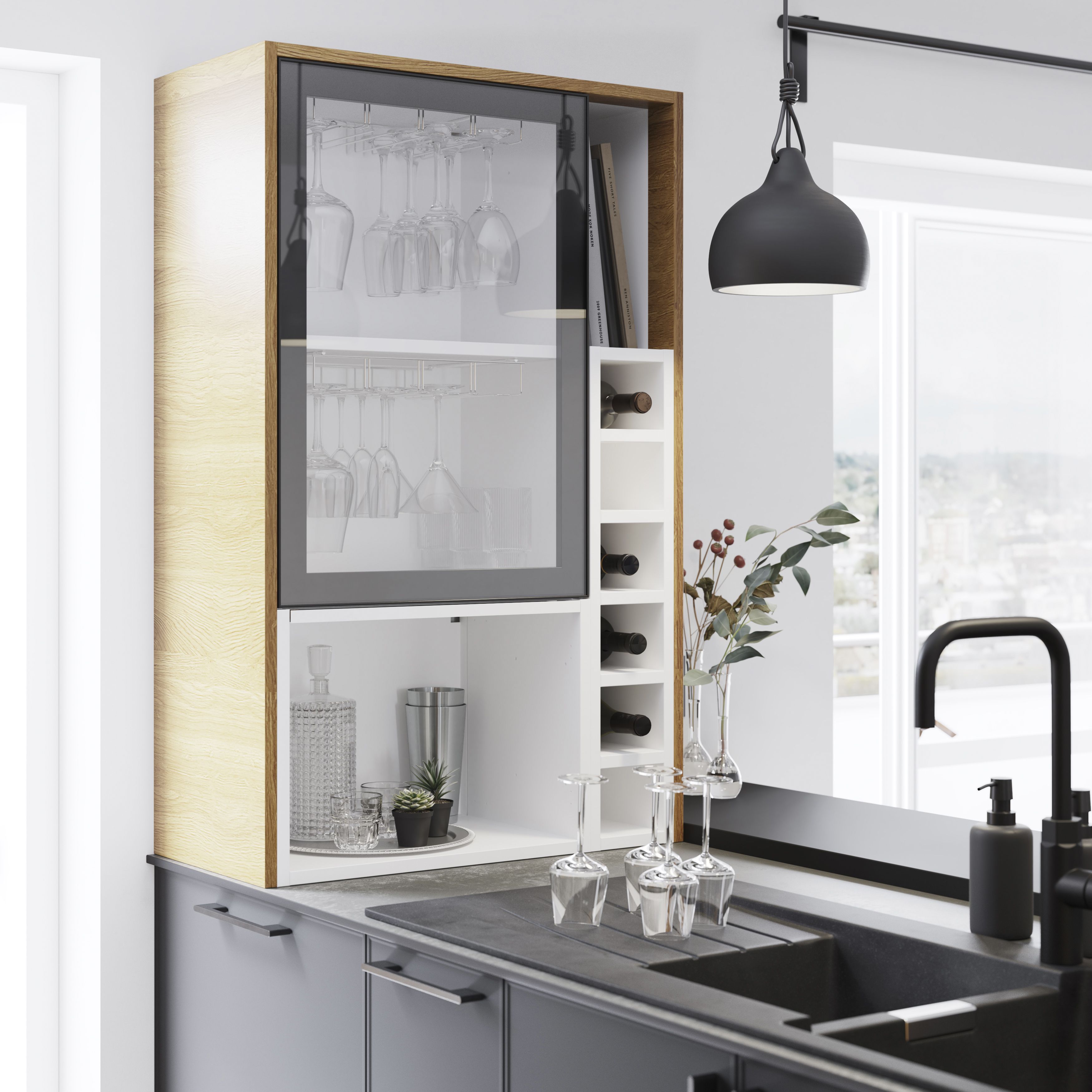 GoodHome Caraway Matt White Wine rack, (H)720mm (W)150mm