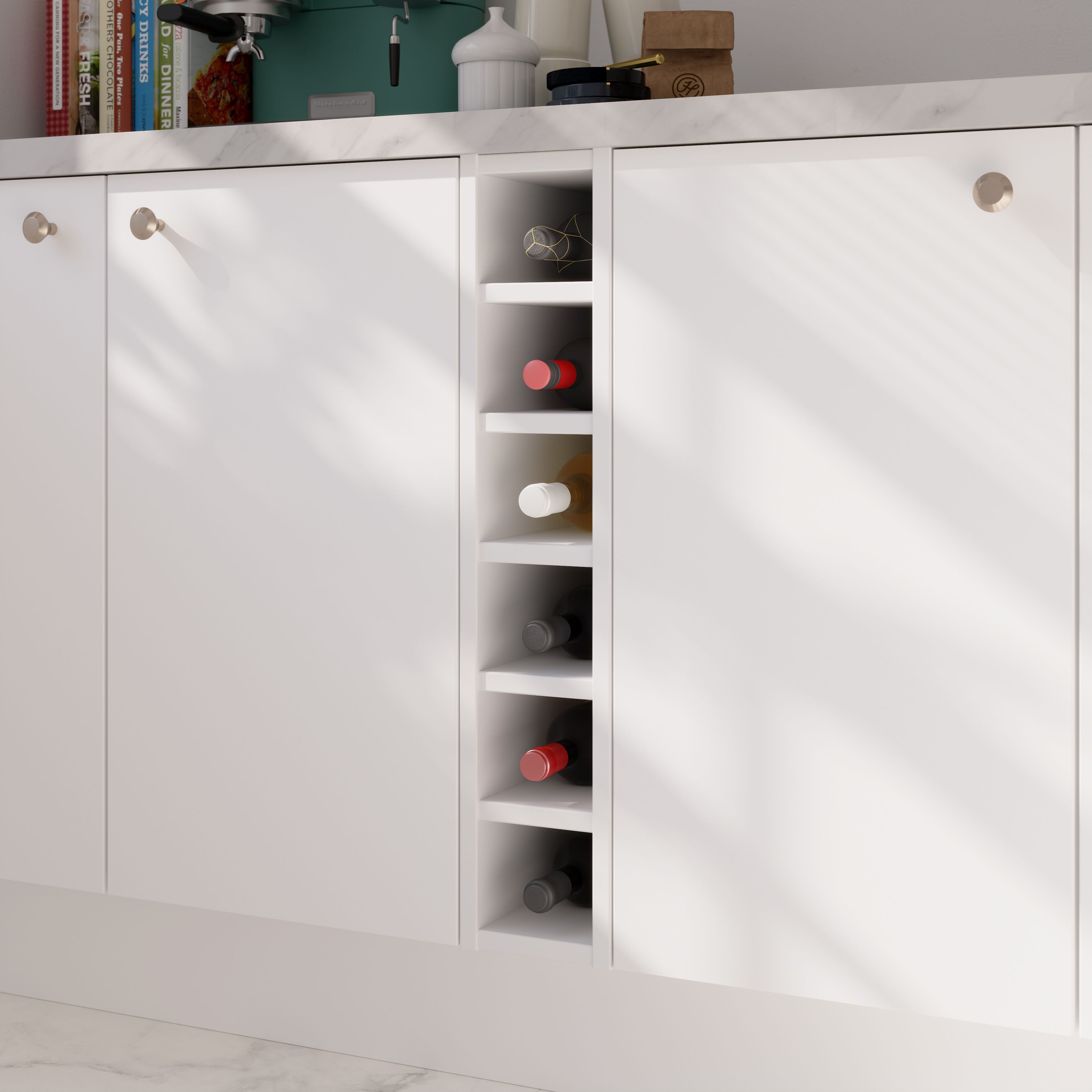 GoodHome Caraway Matt White Wine rack, (H)720mm (W)150mm