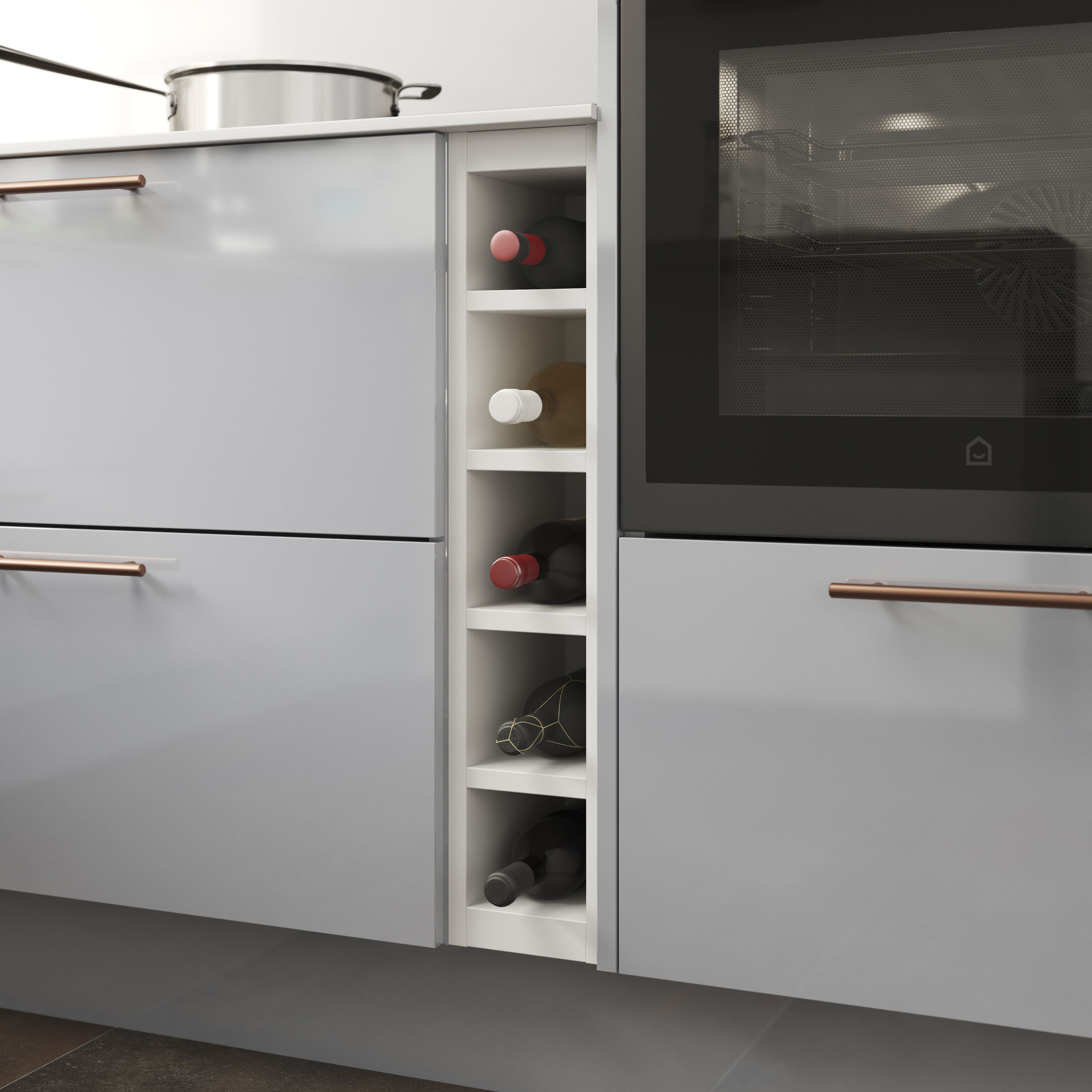 GoodHome Caraway Matt White Wine rack, (H)720mm (W)150mm
