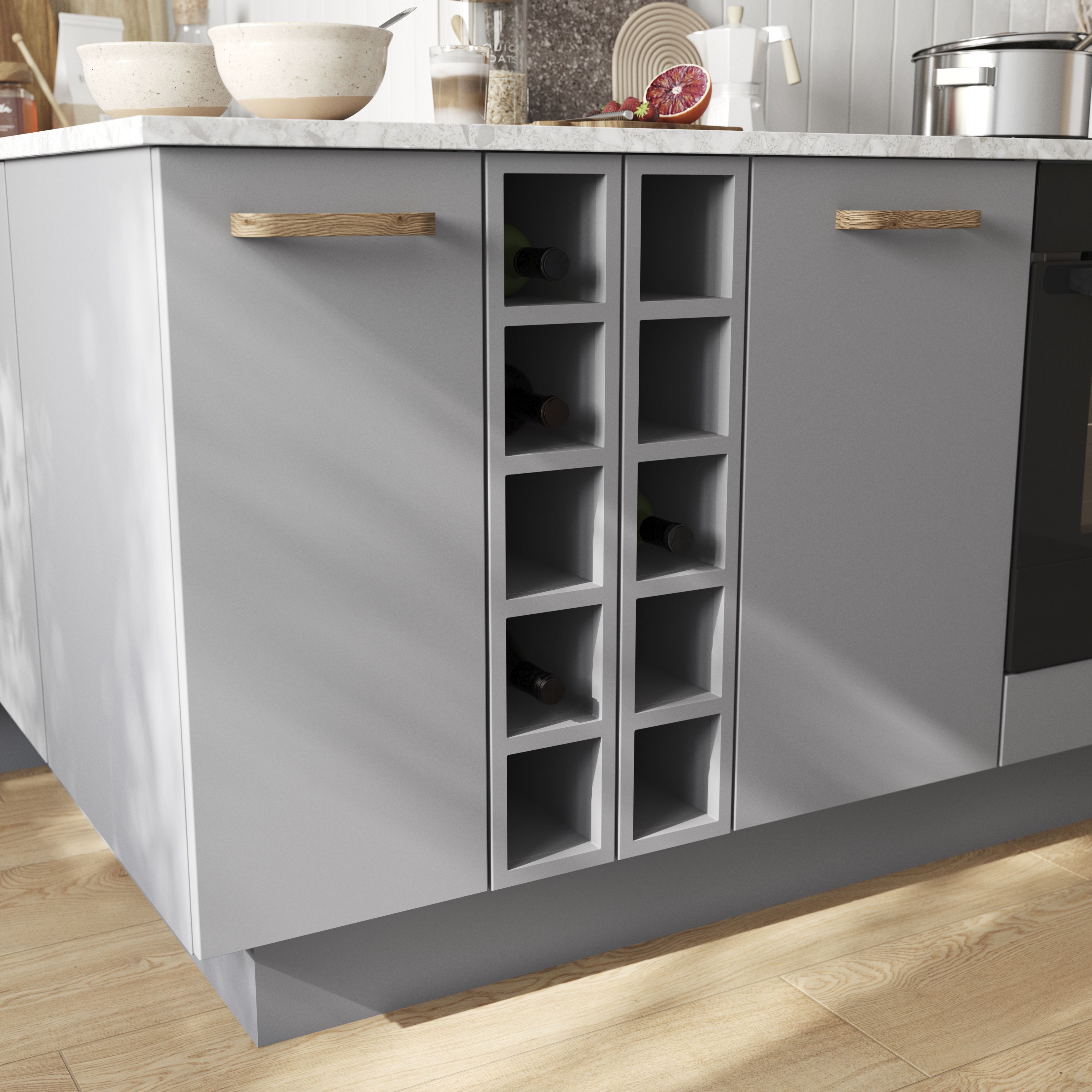 GoodHome Caraway Matt White Wine rack, (H)720mm (W)150mm