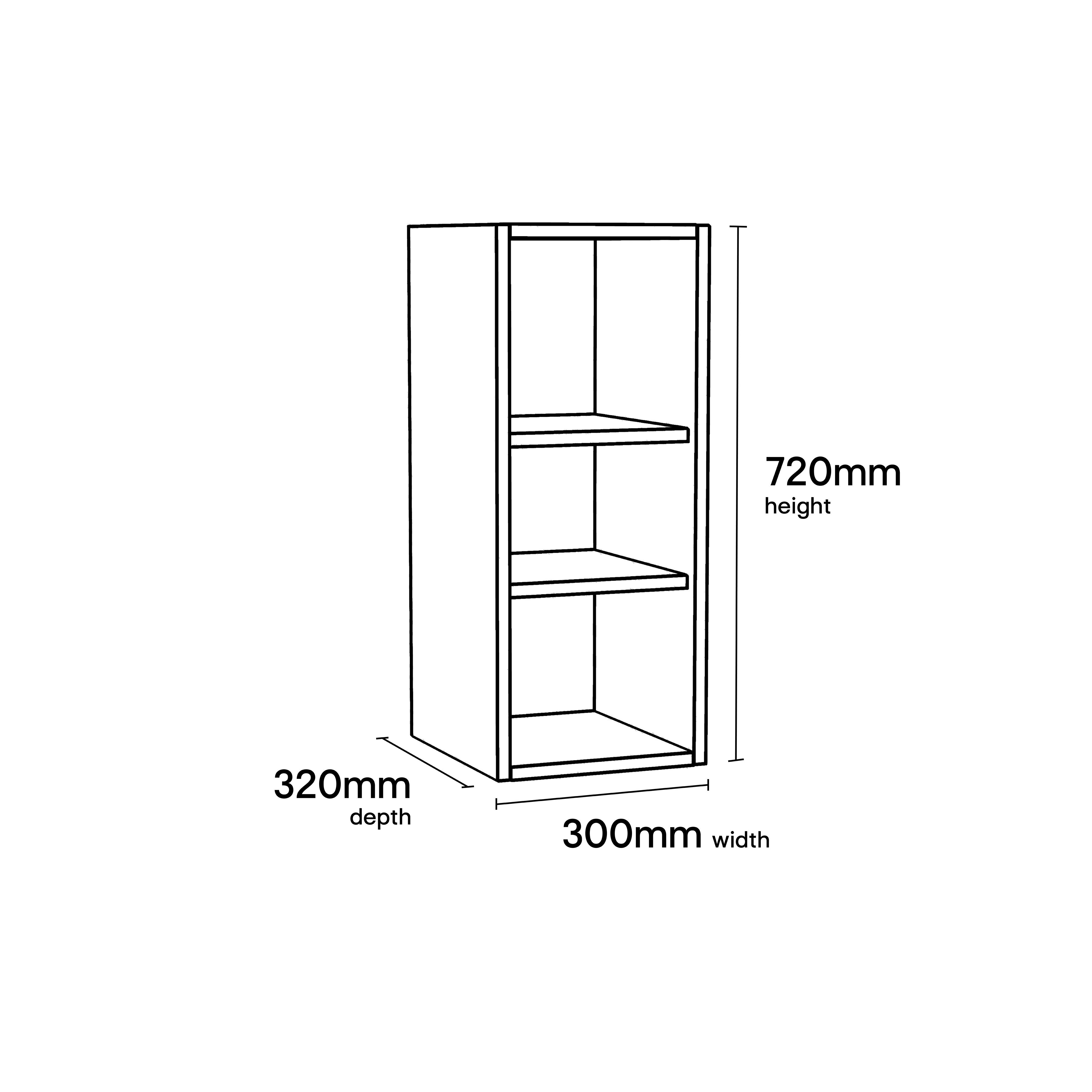 GoodHome Caraway Oak effect Standard wall cabinet, (W)300mm (D)320mm