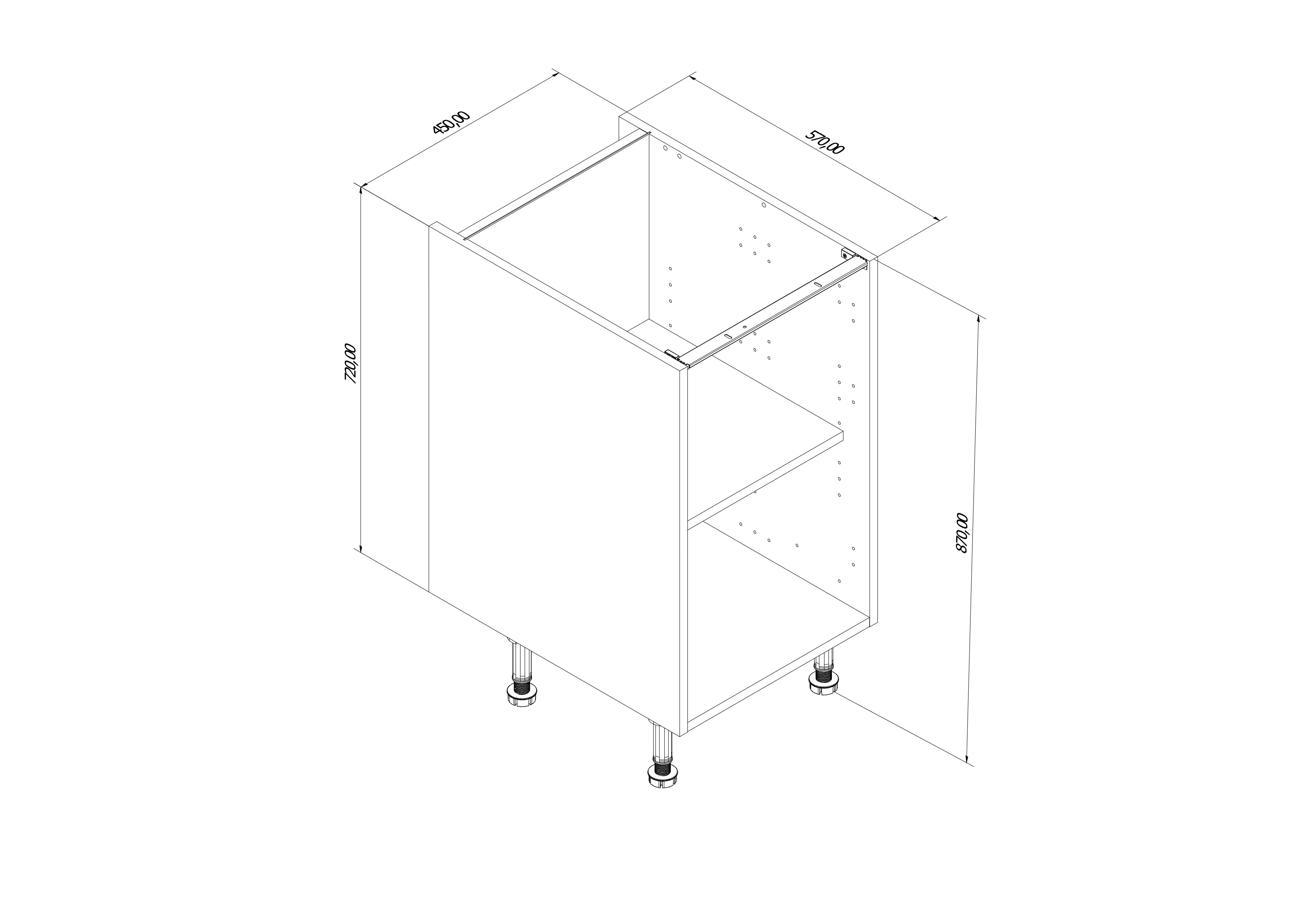 GoodHome Caraway White Base cabinet, (W)450mm