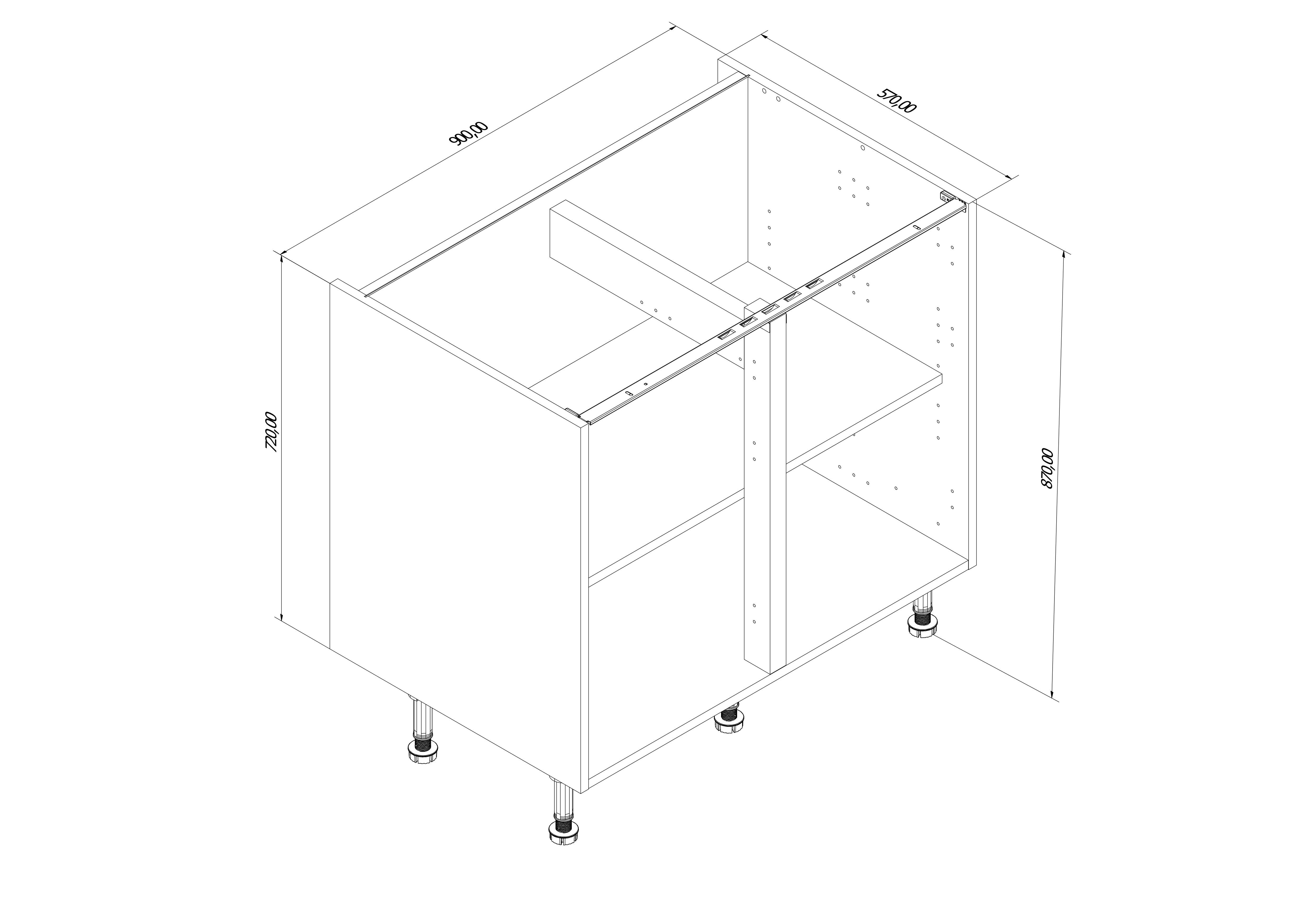 GoodHome Caraway White Base cabinet, (W)900mm