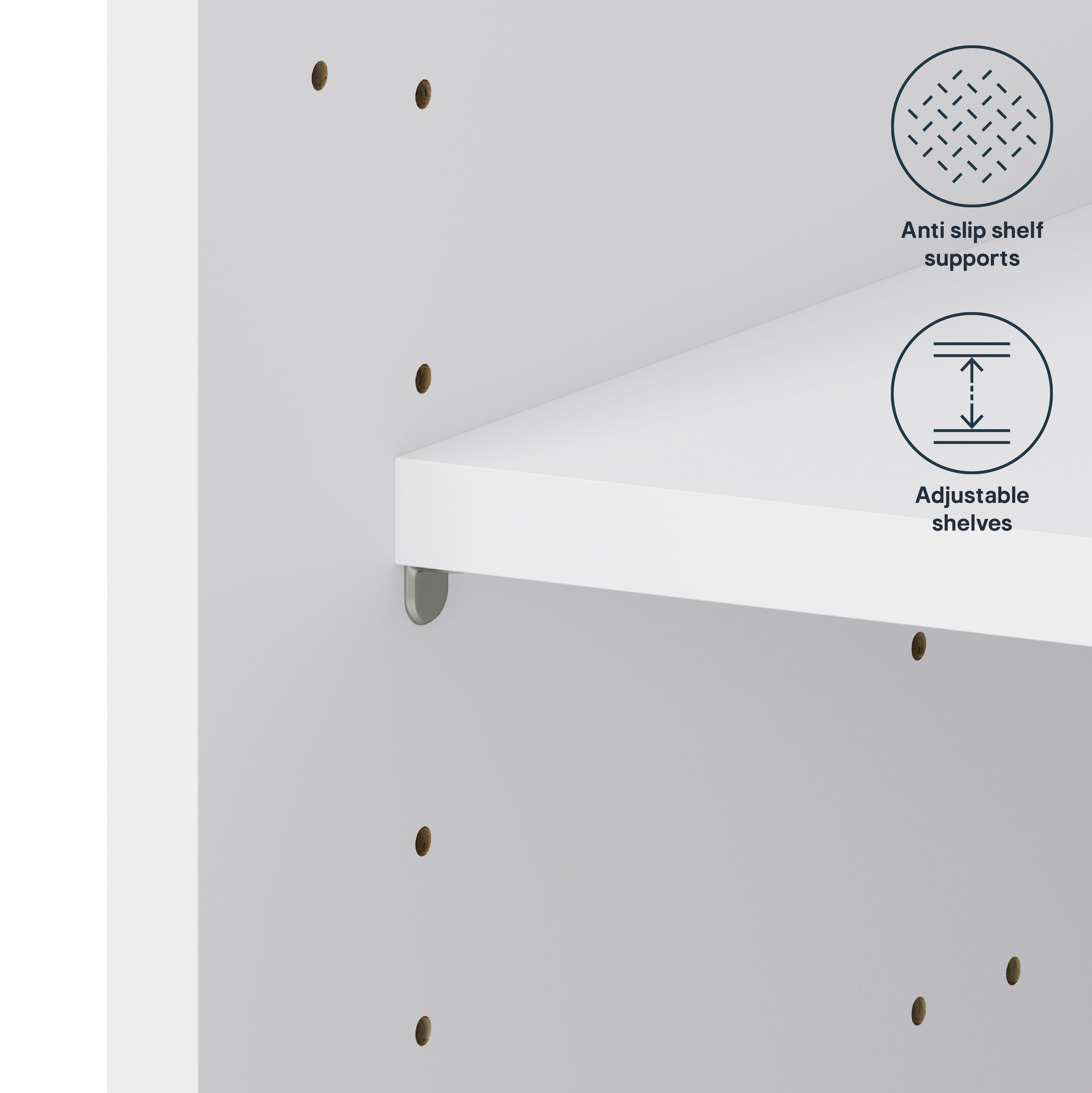 GoodHome Caraway White Base cabinet, (W)900mm