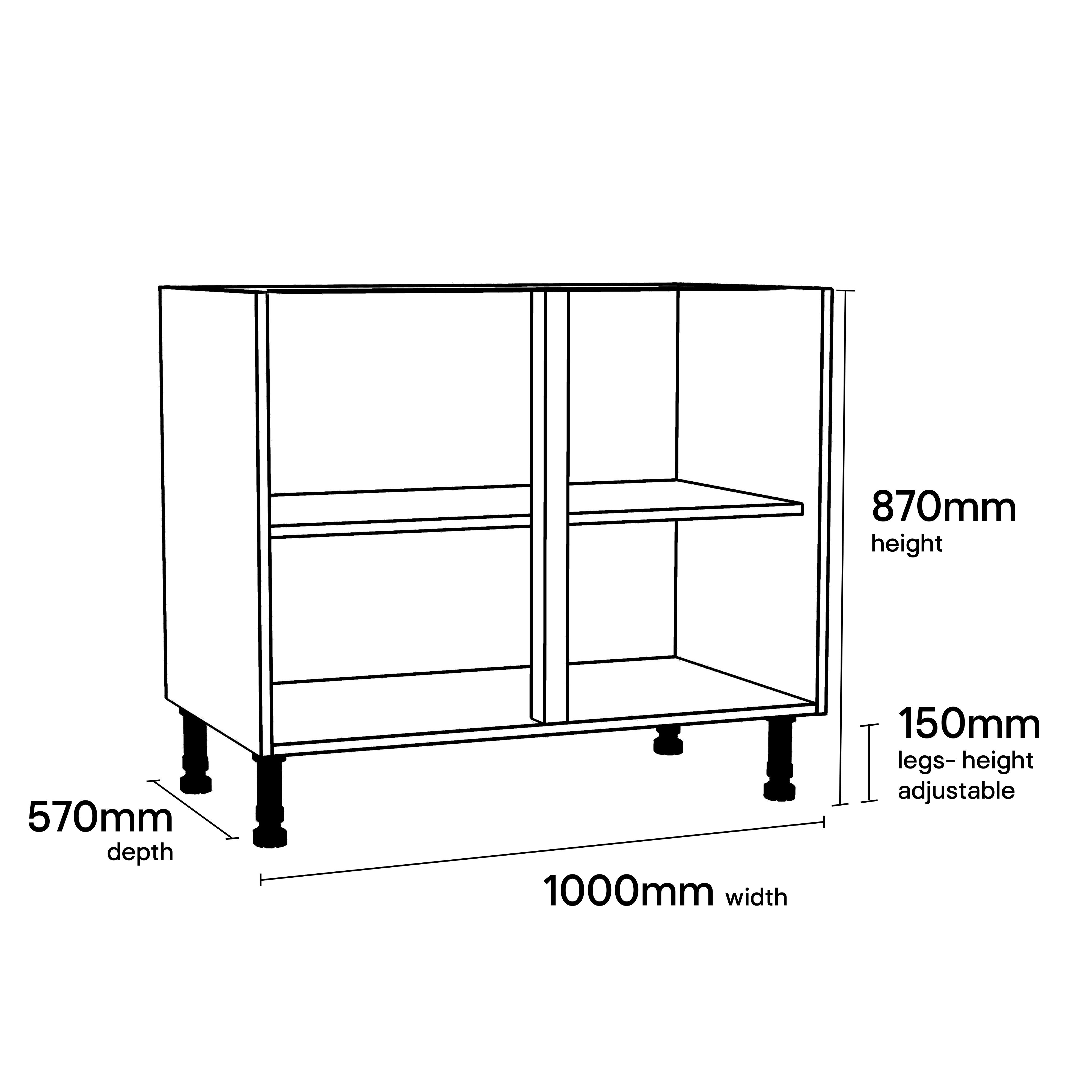 GoodHome Caraway White Base unit, (W)1000mm