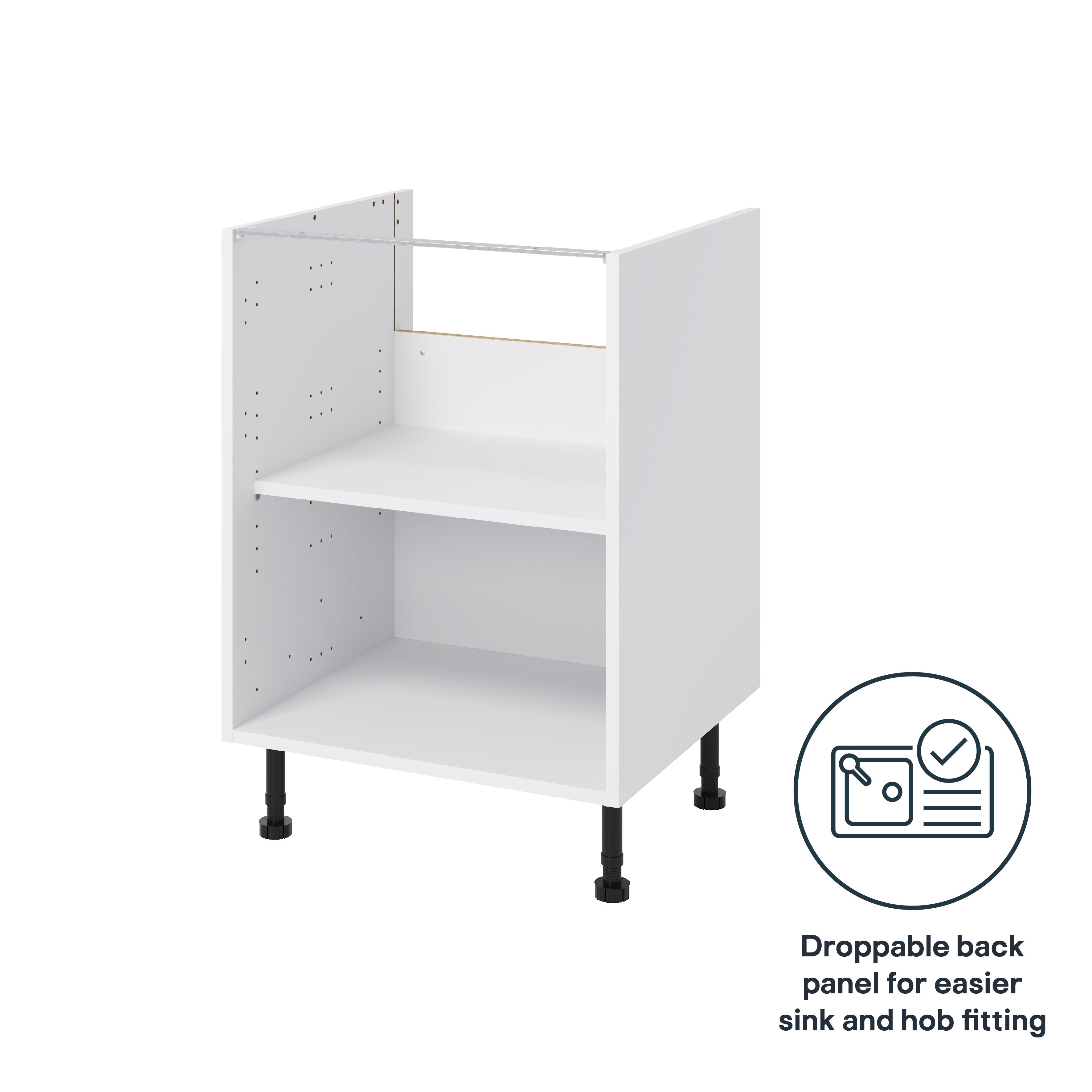 GoodHome Caraway White Base unit, (W)600mm
