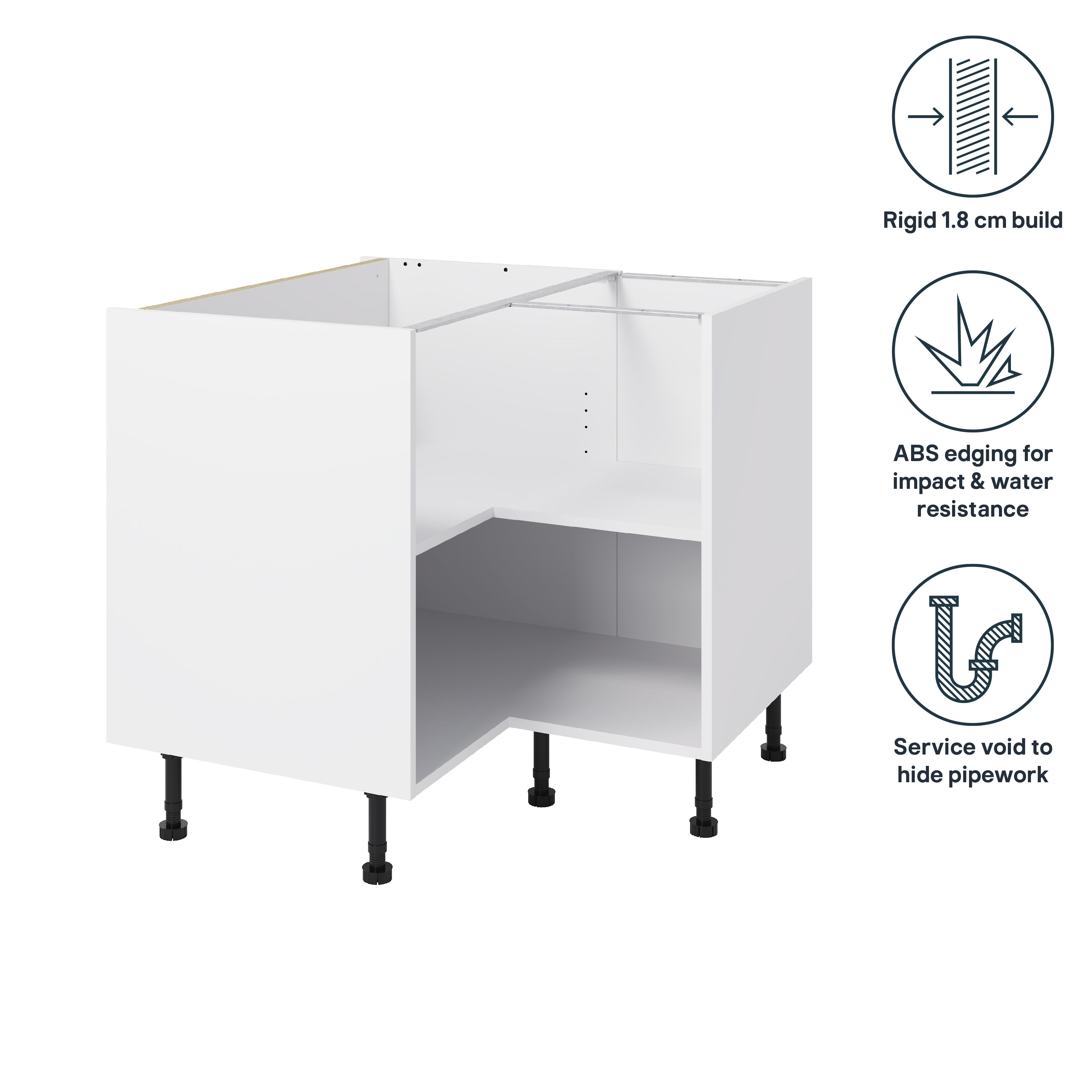 GoodHome Caraway White Corner Base unit, (W)930mm