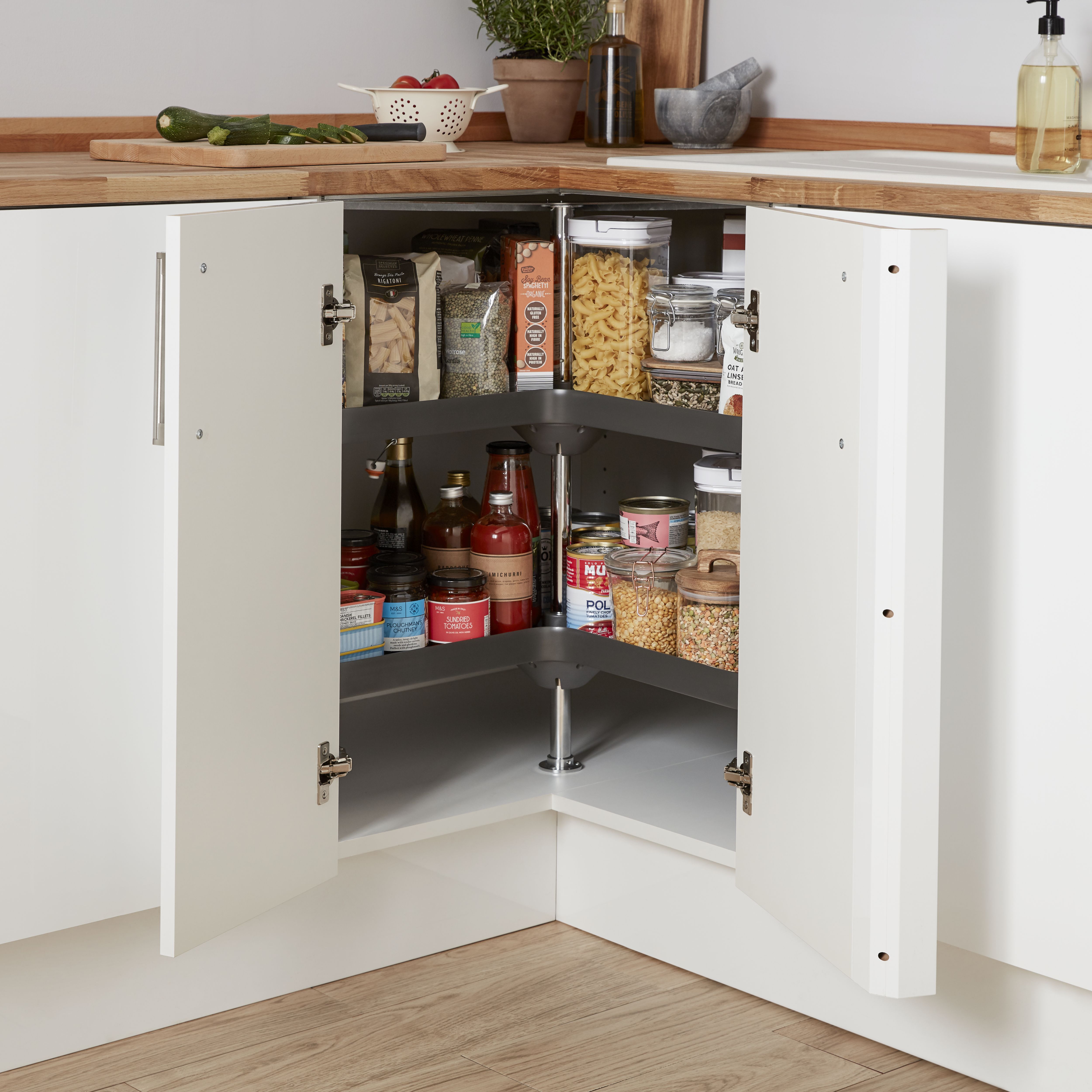 GoodHome Caraway White Corner Base unit, (W)930mm