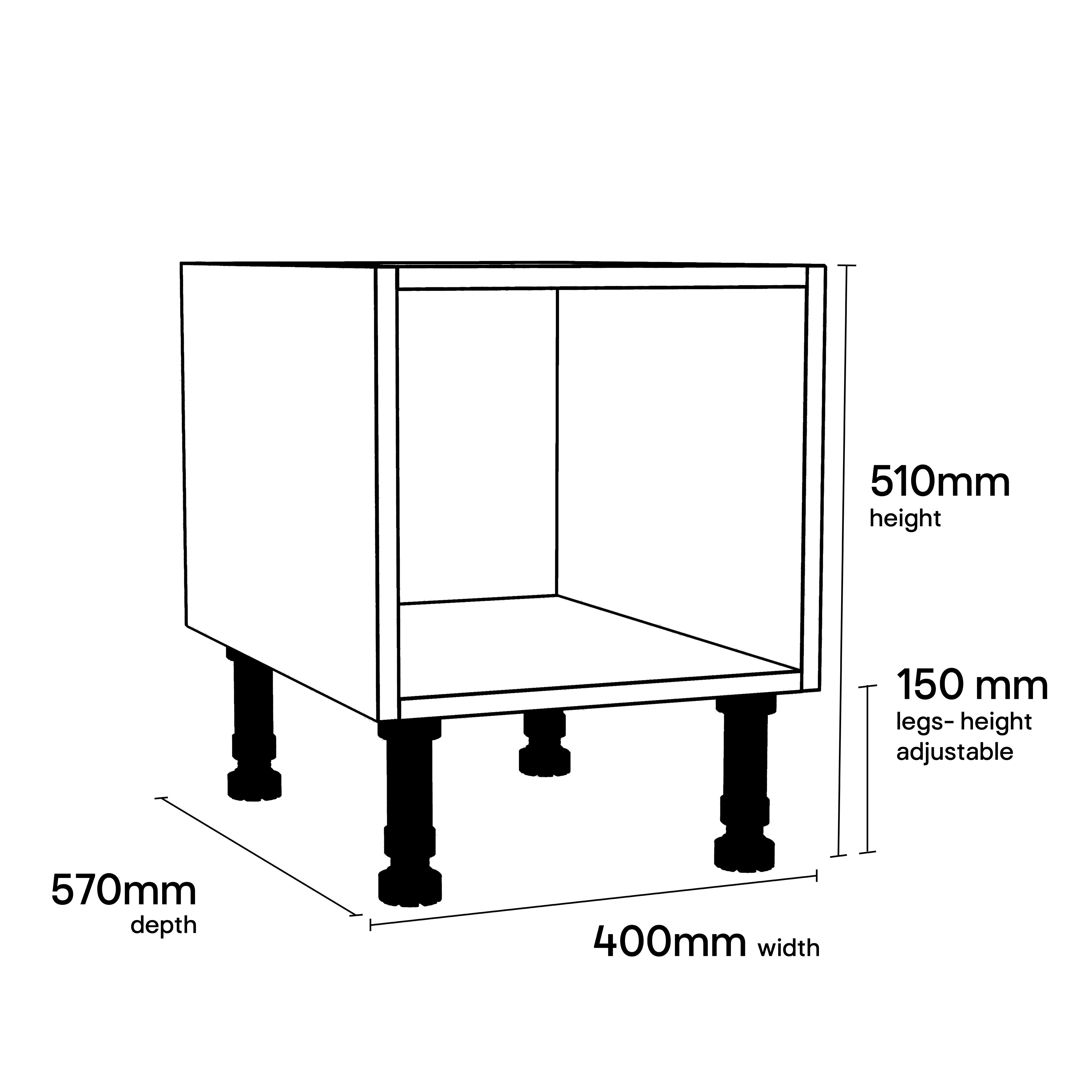 GoodHome Caraway White Half height Base unit, (W)400mm