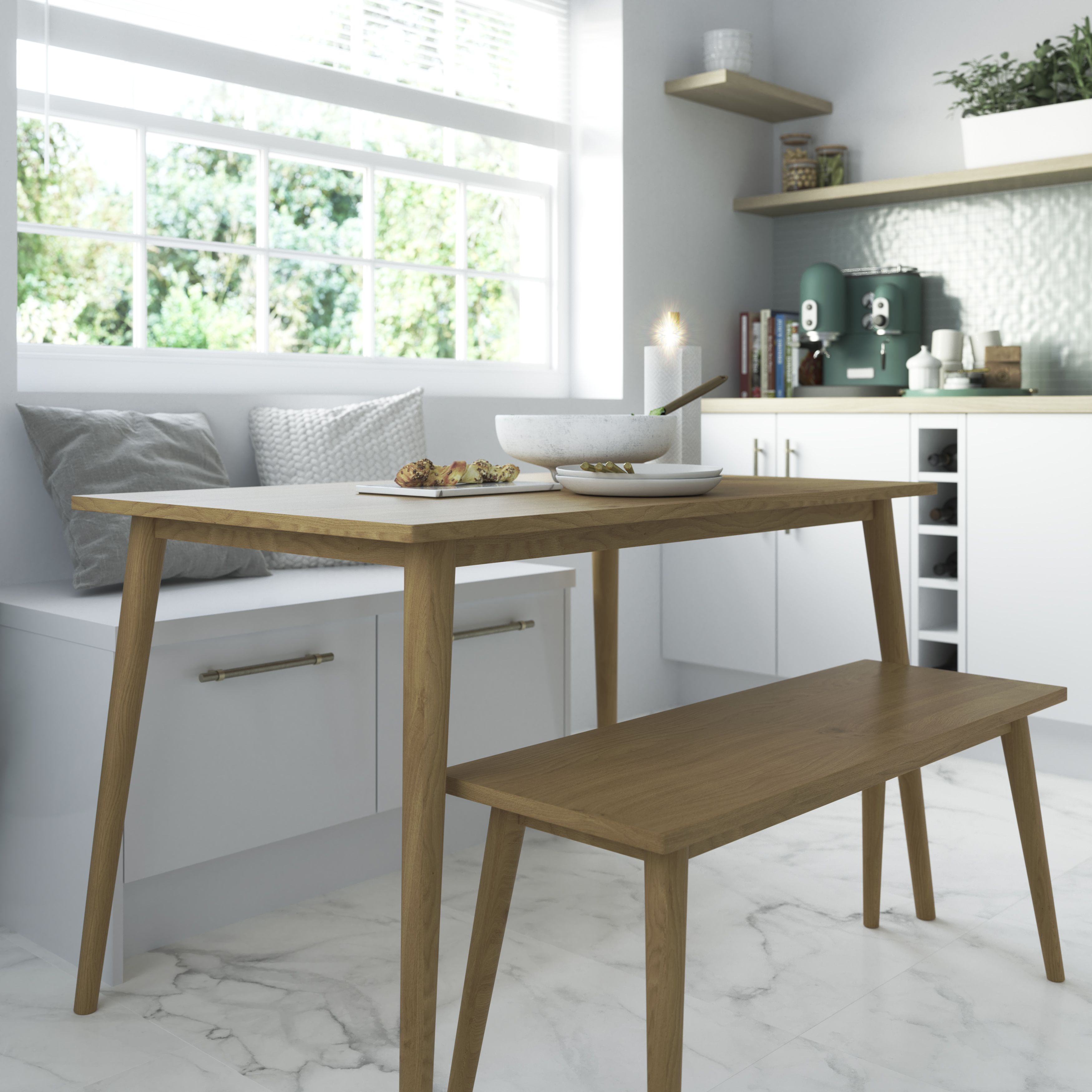 GoodHome Caraway White Half height Base unit W 500mm