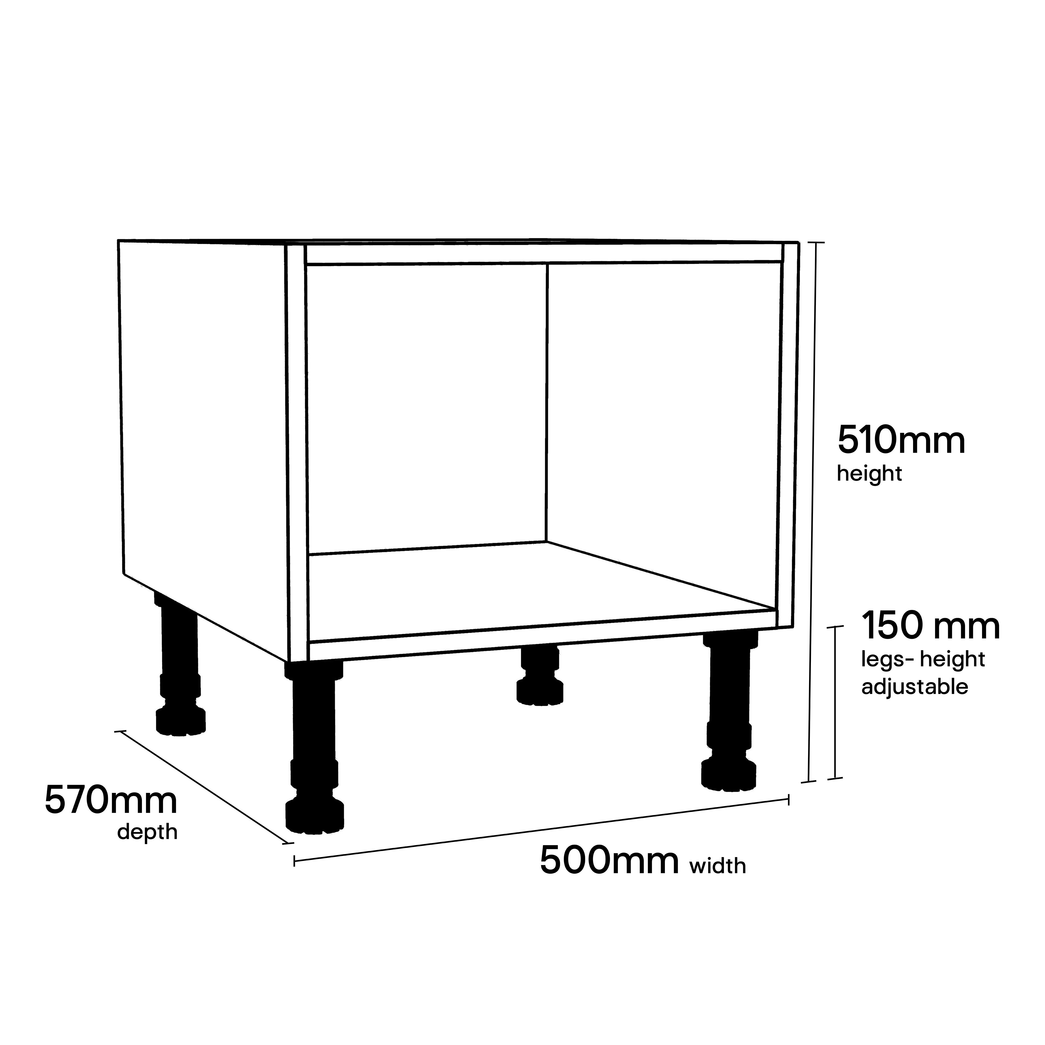 GoodHome Caraway White Half height Base unit, (W)500mm