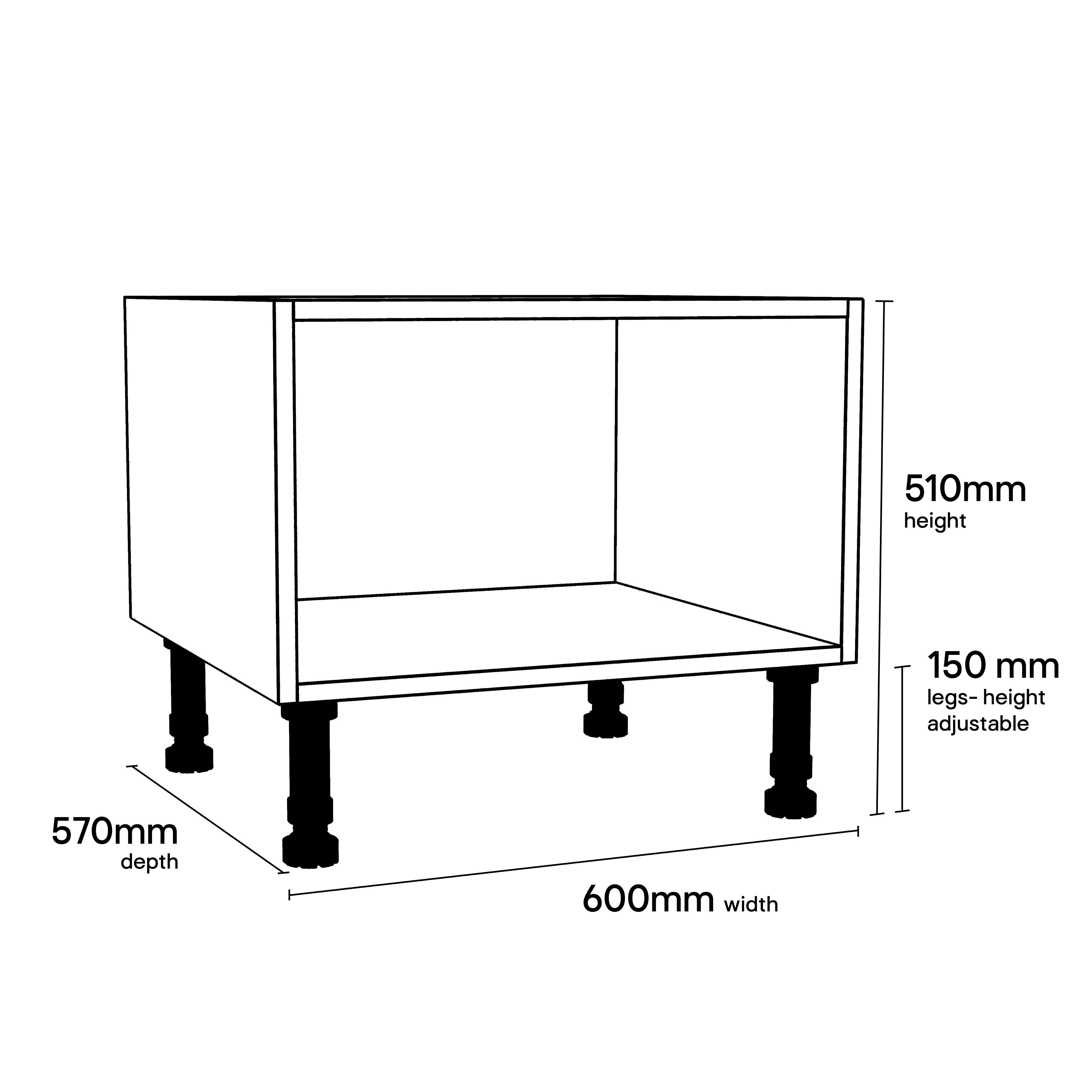 GoodHome Caraway White Half height Base unit, (W)600mm
