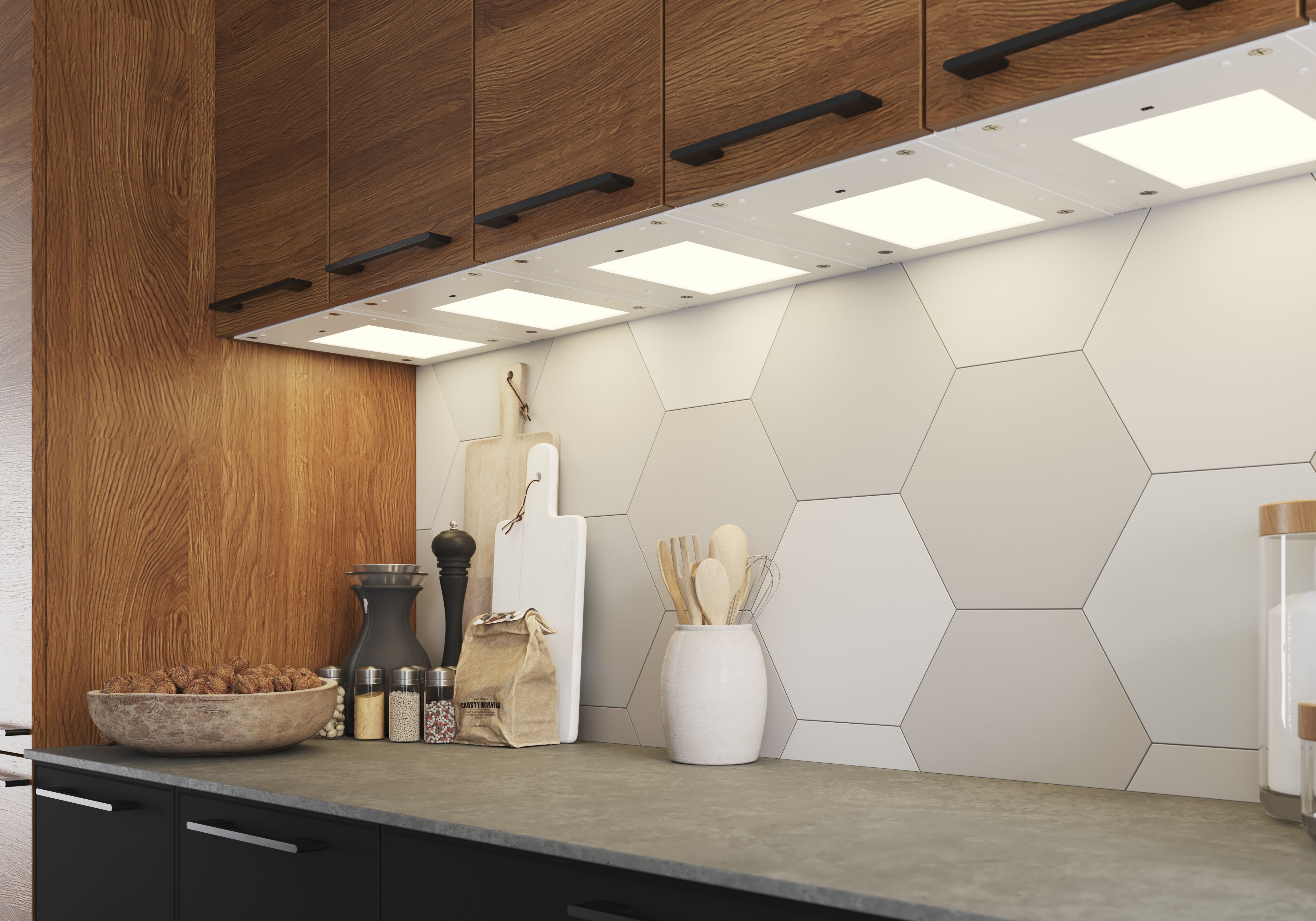 GoodHome Caraway White Mains-powered LED Cool white & warm white Under cabinet light IP20 (L)319mm (W)264mm