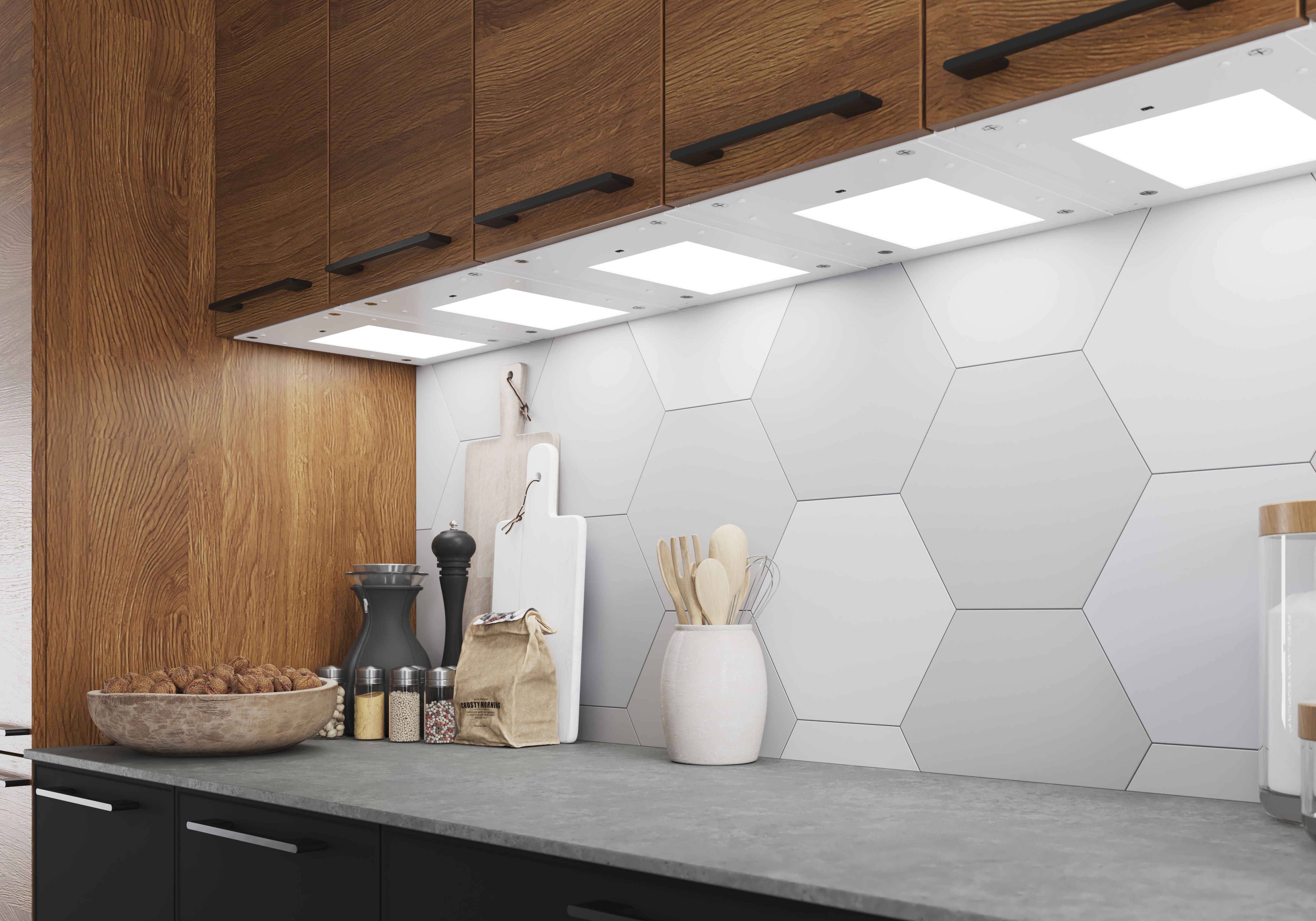 GoodHome Caraway White Mains-powered LED Cool white & warm white Under cabinet light IP20 (L)319mm (W)264mm