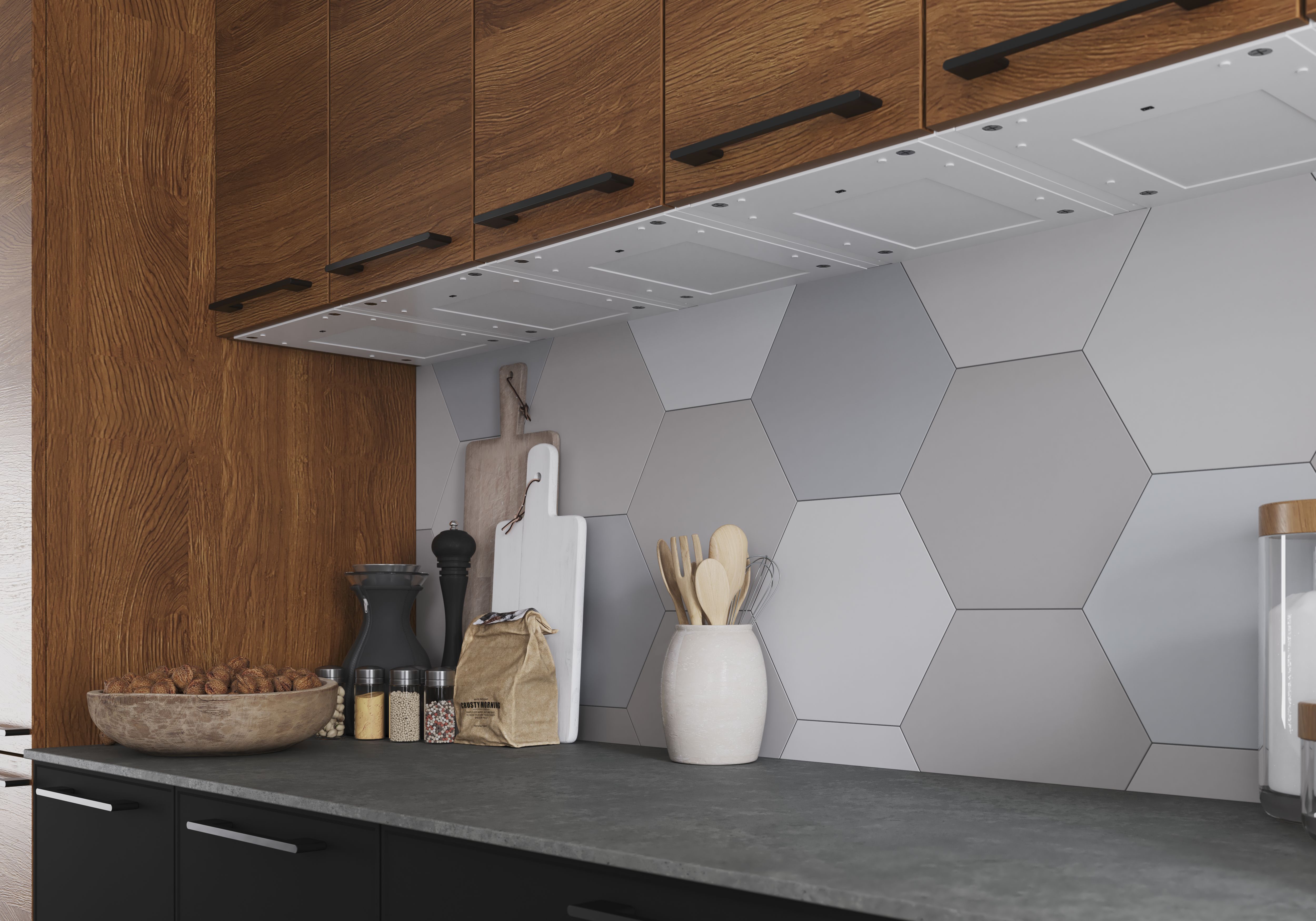 GoodHome Caraway White Mains-powered LED Cool white & warm white Under cabinet light IP20 (L)319mm (W)264mm