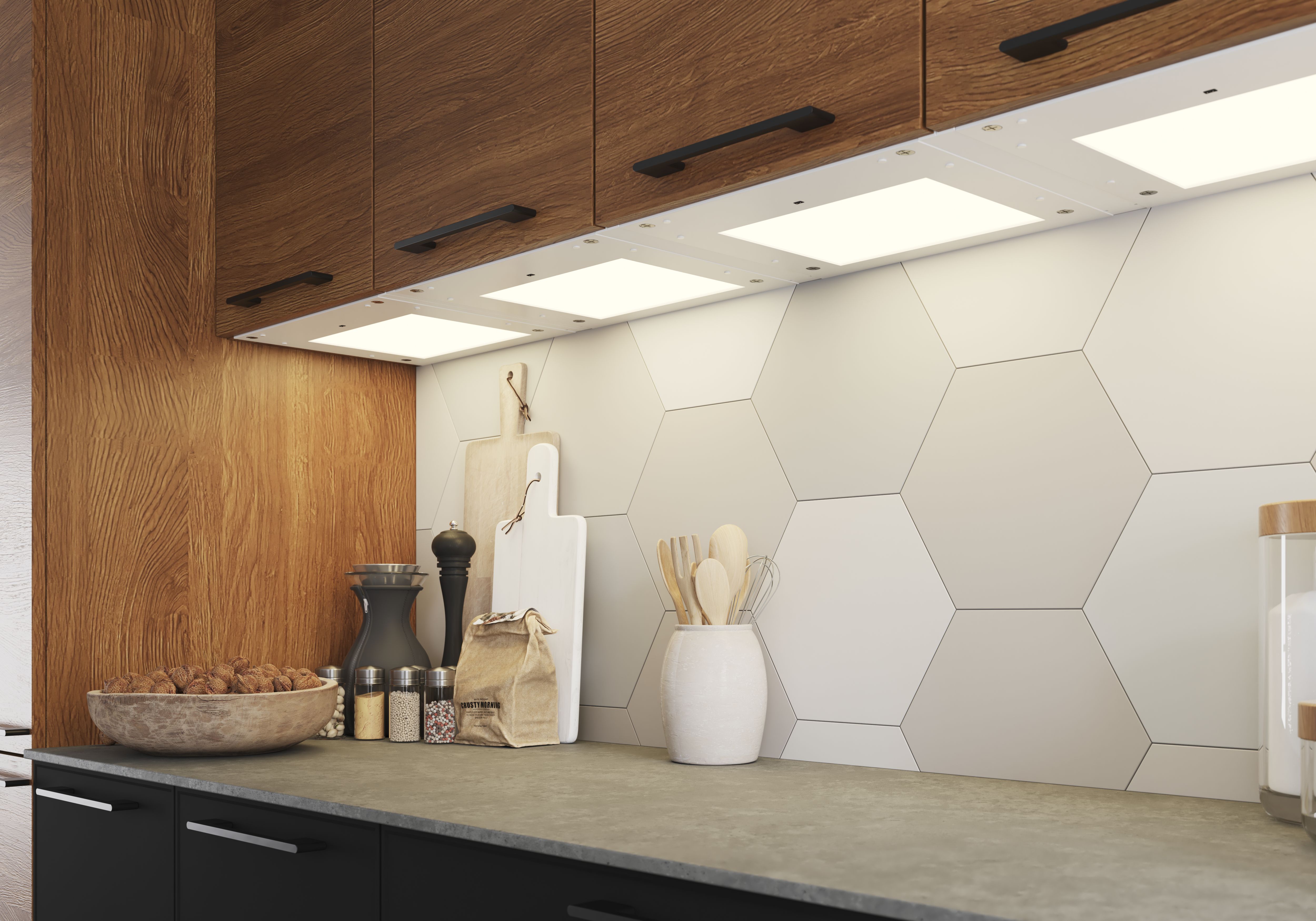 GoodHome Caraway White Mains-powered LED Cool white & warm white Under cabinet light IP20 (L)319mm (W)364mm