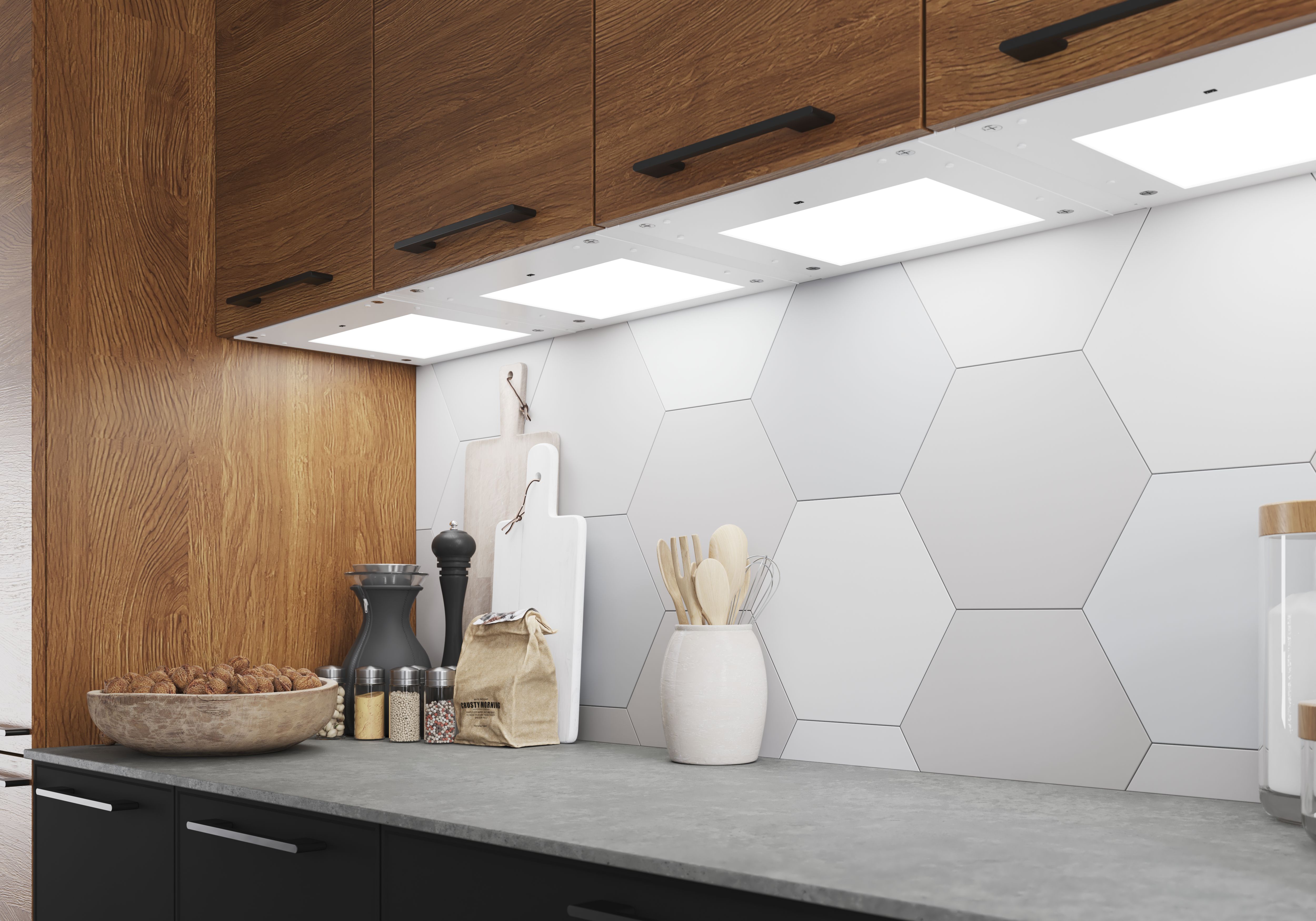 GoodHome Caraway White Mains-powered LED Cool white & warm white Under cabinet light IP20 (L)319mm (W)364mm