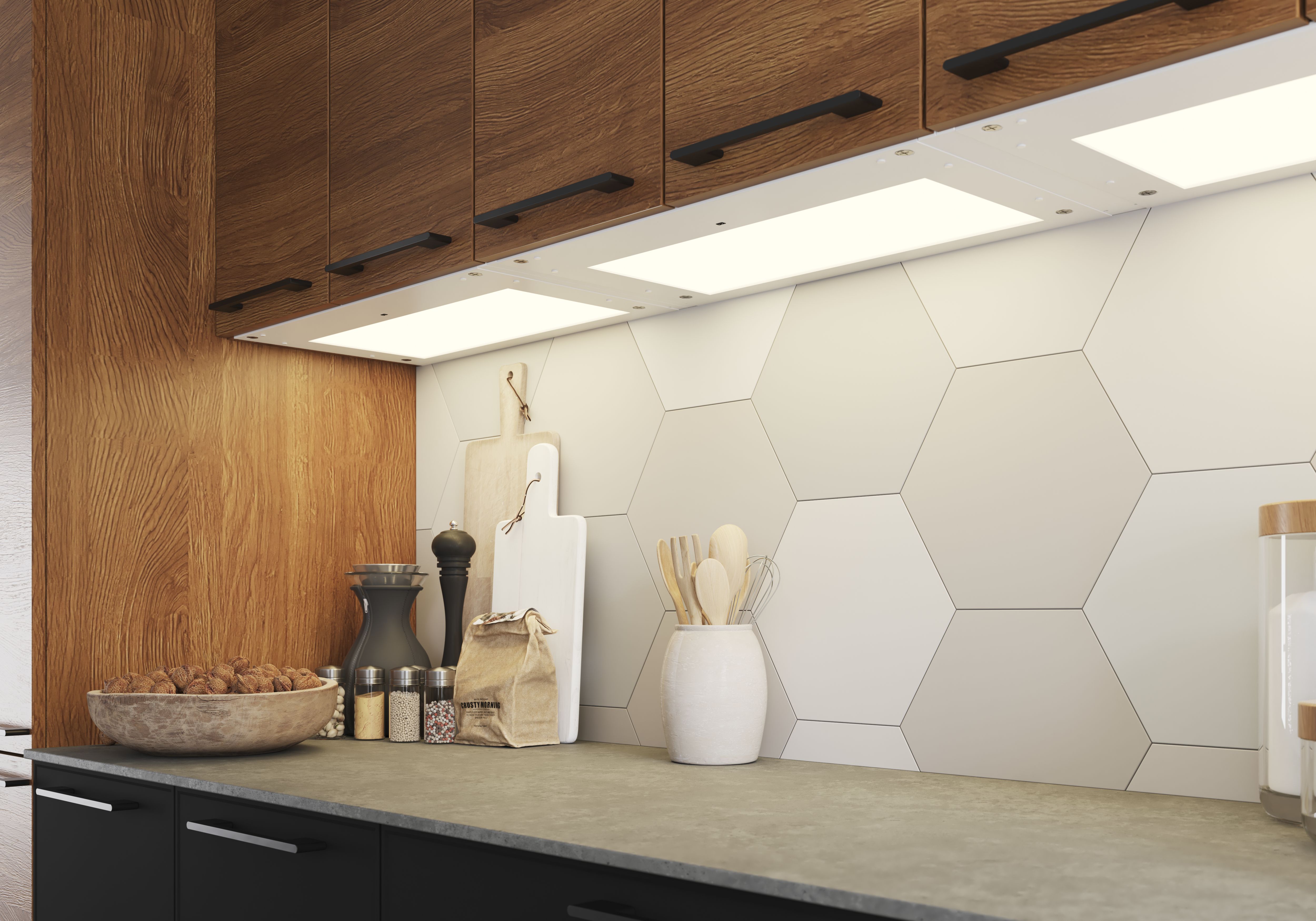 GoodHome Caraway White Mains-powered LED Cool white & warm white Under cabinet light IP20 (L)319mm (W)564mm