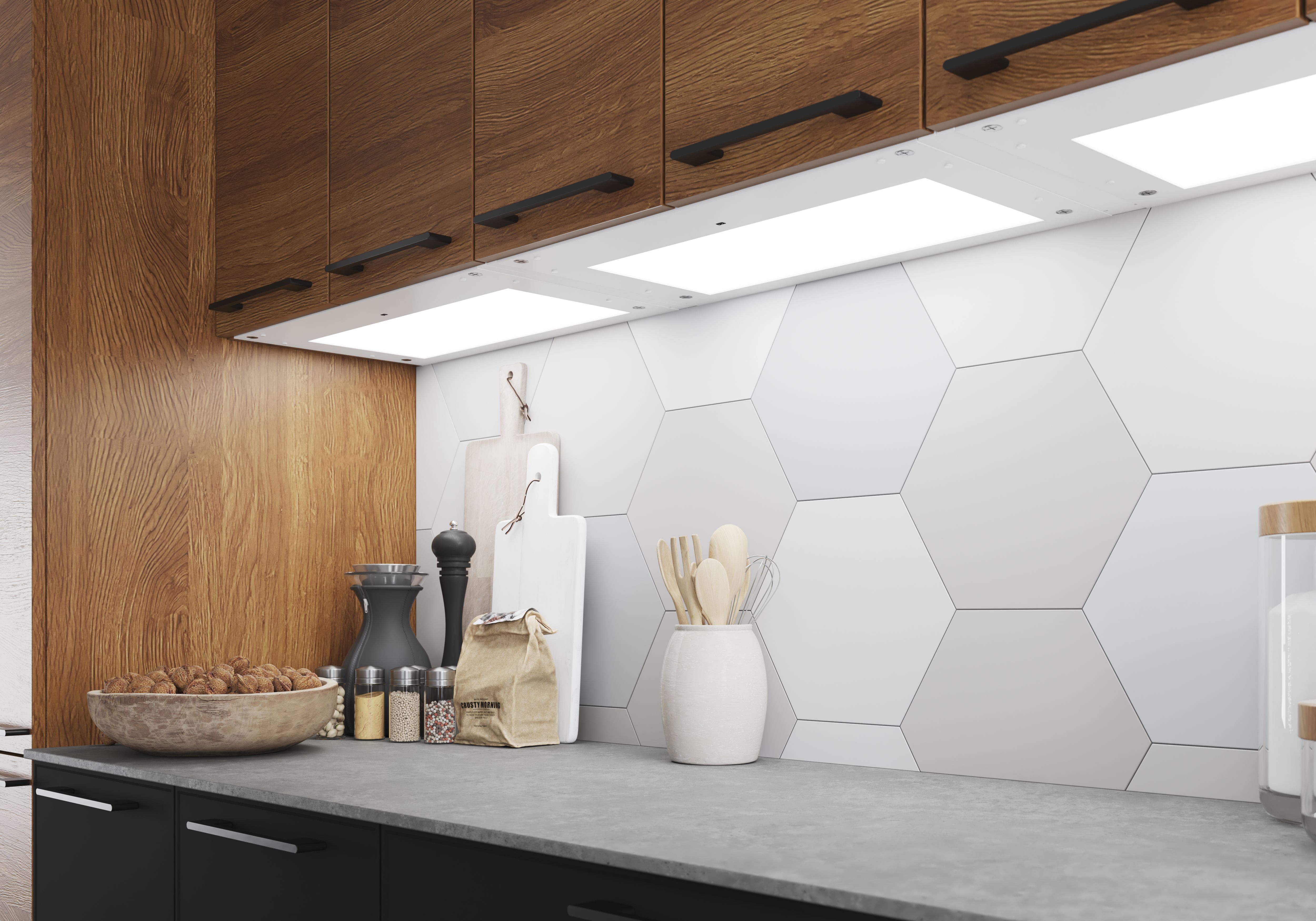 GoodHome Caraway White Mains-powered LED Cool white & warm white Under cabinet light IP20 (L)319mm (W)564mm