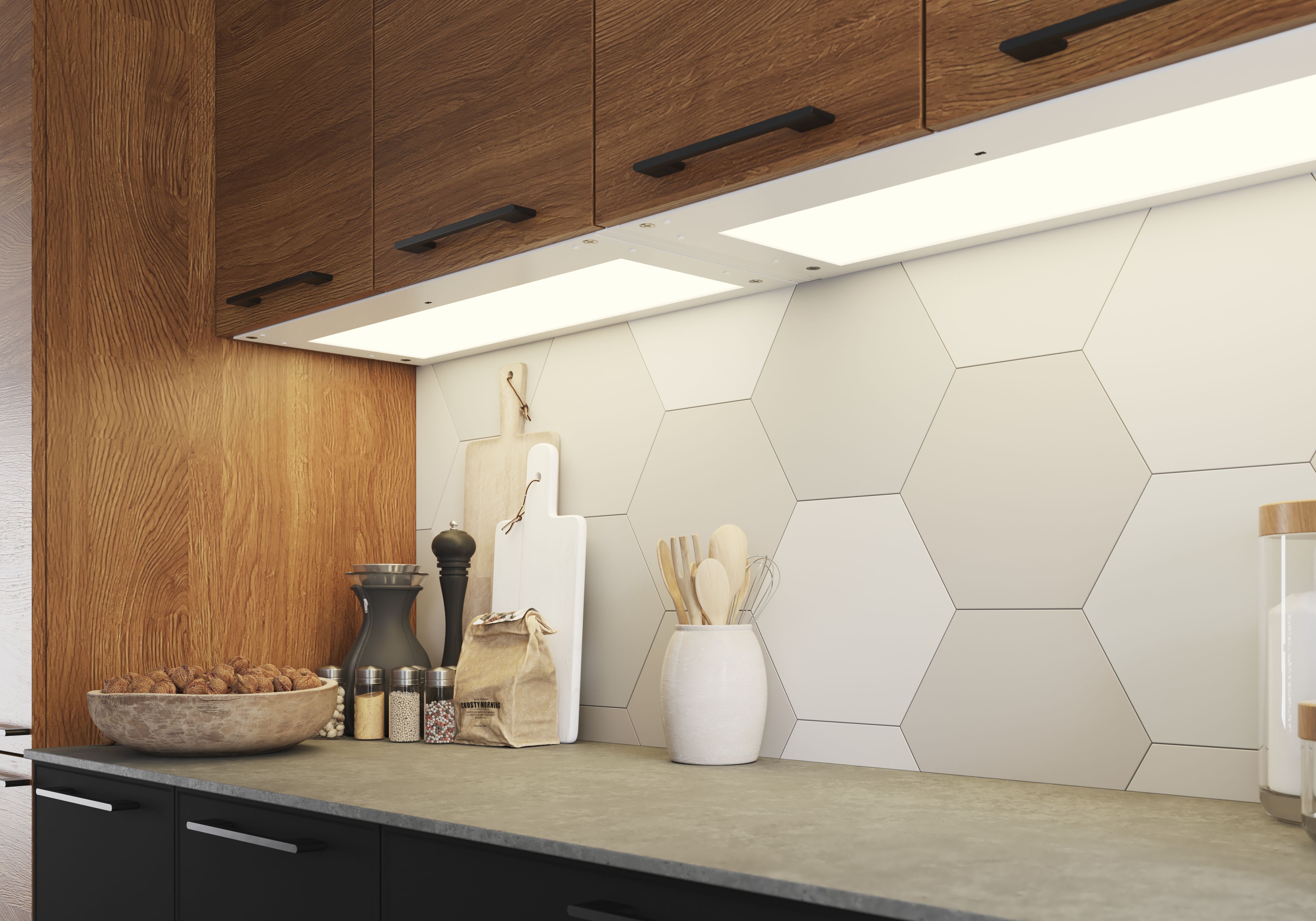 GoodHome Caraway White Mains-powered LED Cool white & warm white Under cabinet light IP20 (L)319mm (W)764mm