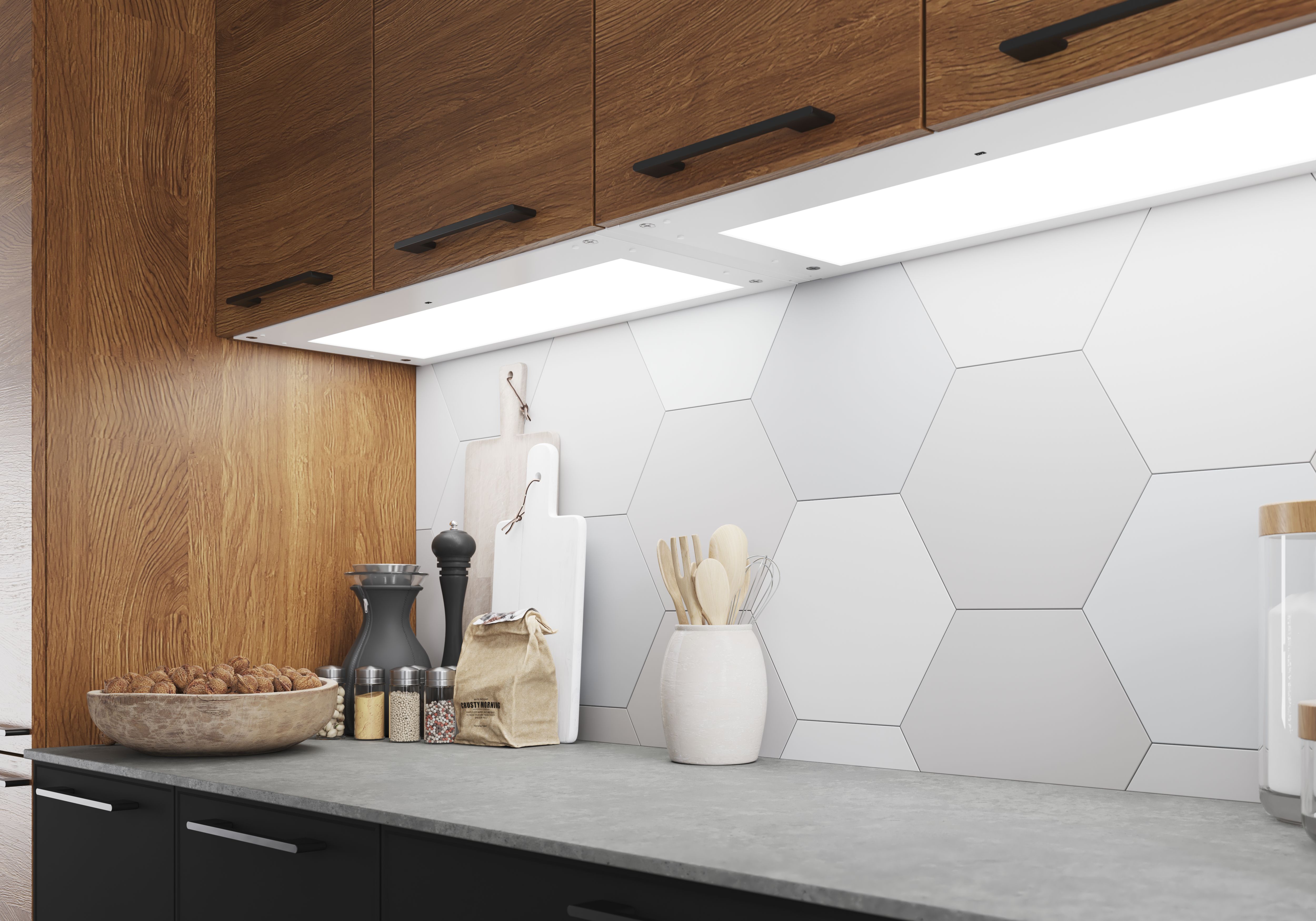 GoodHome Caraway White Mains-powered LED Cool white & warm white Under cabinet light IP20 (L)319mm (W)764mm