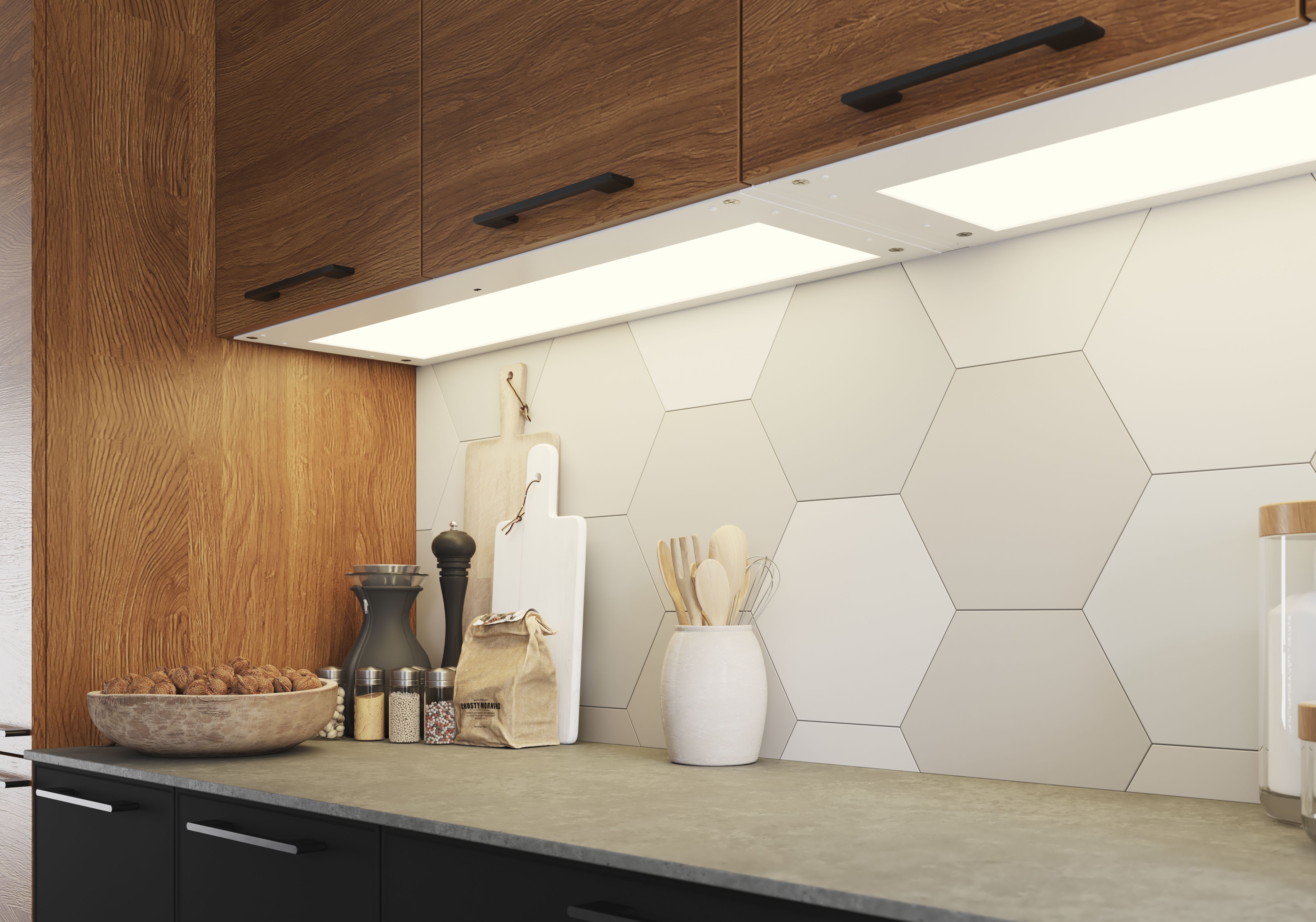 GoodHome Caraway White Mains-powered LED Cool white & warm white Under cabinet light IP20 (L)319mm (W)964mm