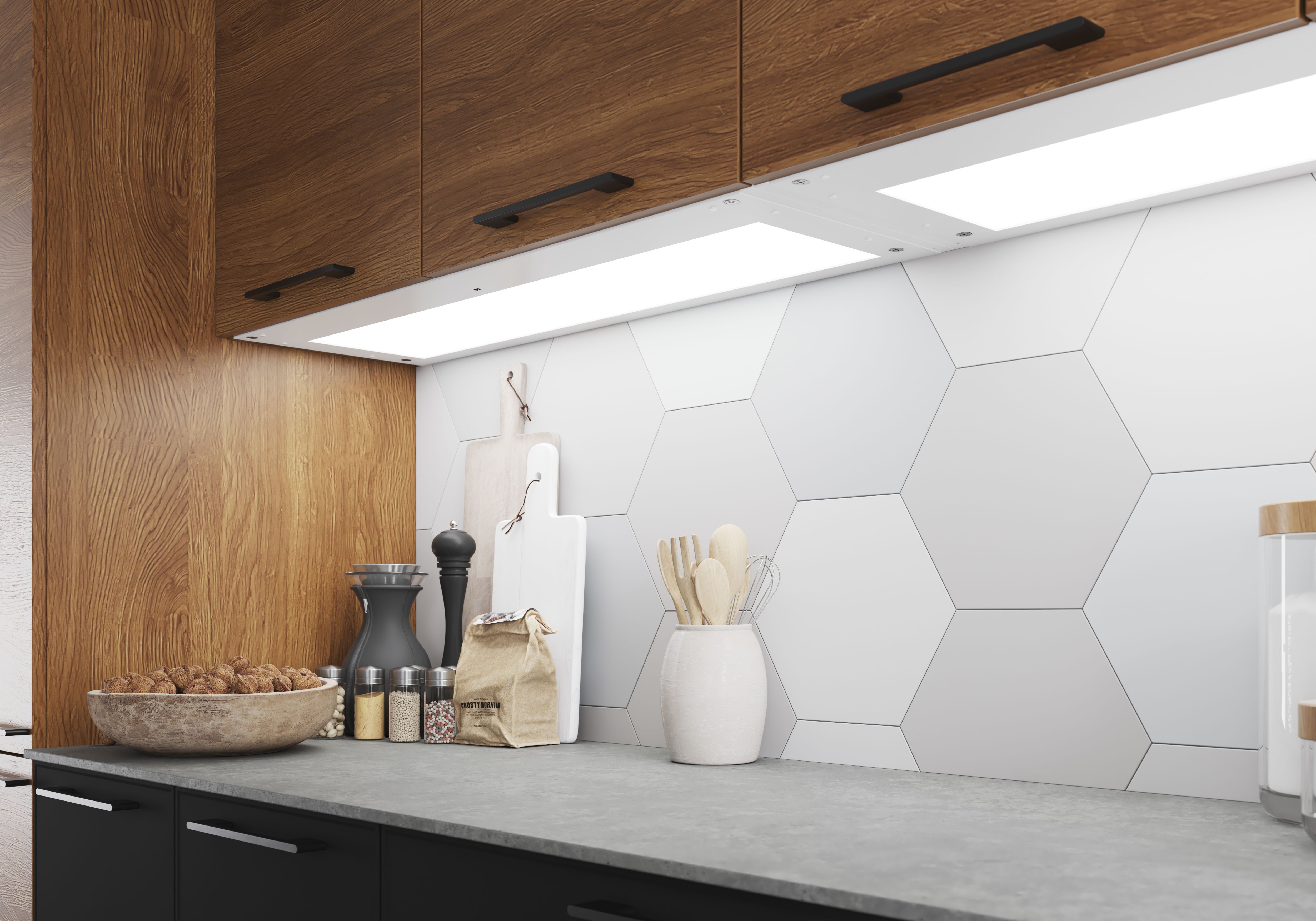 GoodHome Caraway White Mains-powered LED Cool white & warm white Under cabinet light IP20 (L)319mm (W)964mm