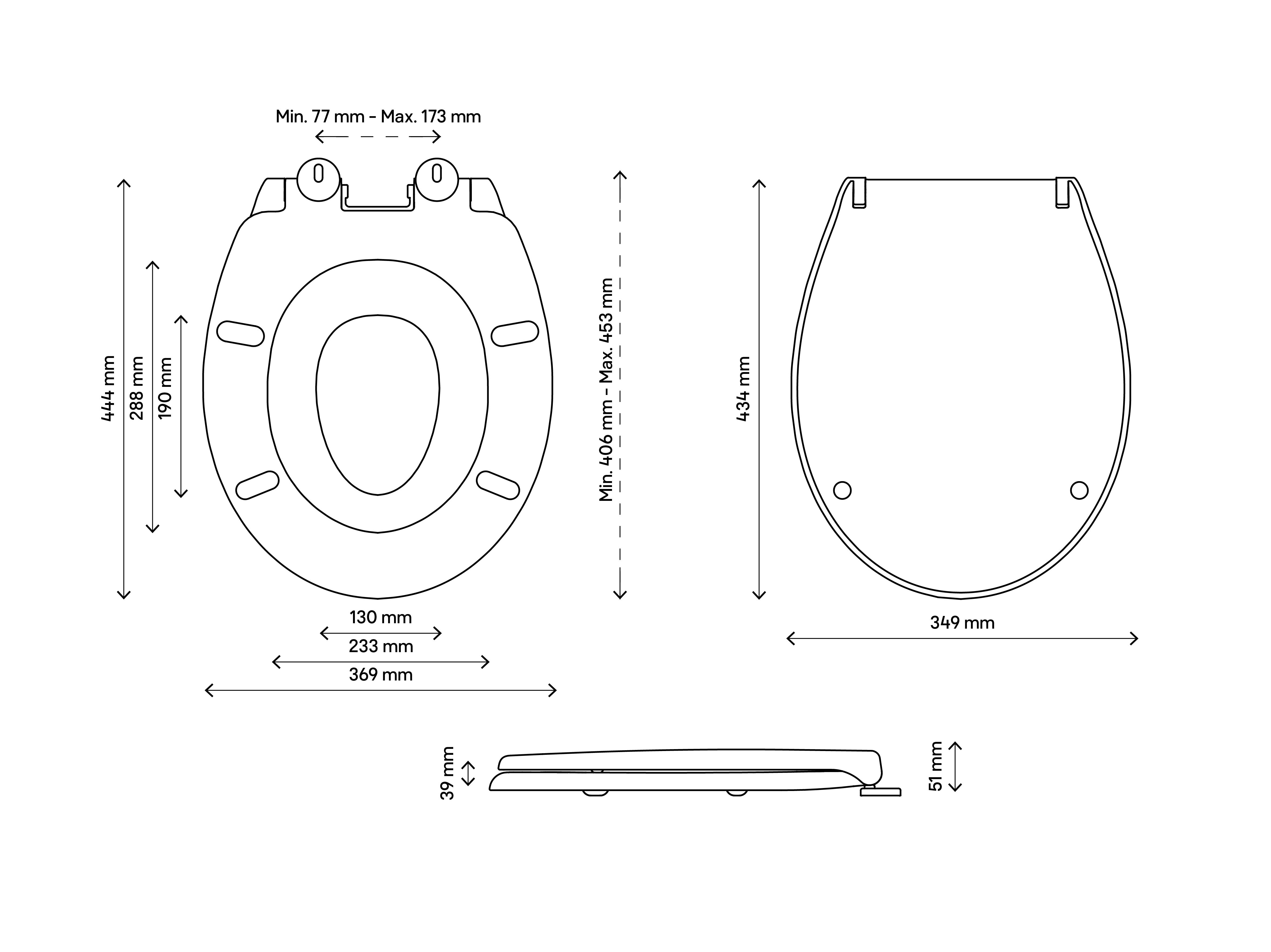 GoodHome Carilo White Round Soft close Toilet seat